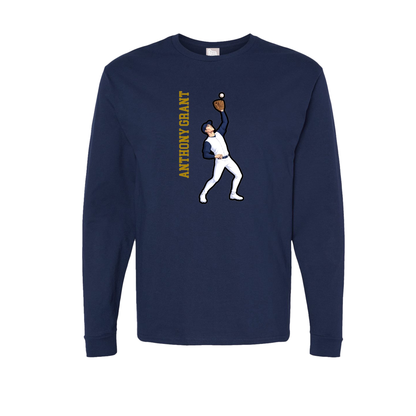 Long Sleeve Tee — Name Vertical in Navy
