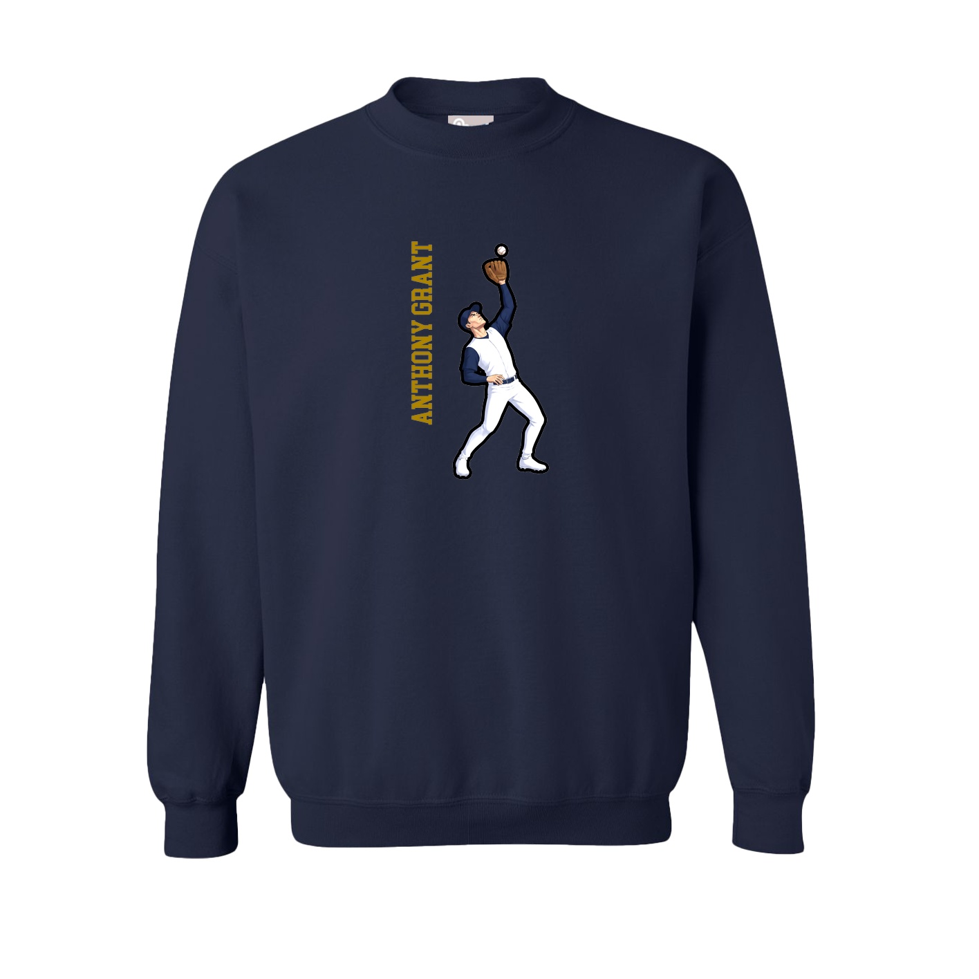 Fleece Crew — Name Vertical in Navy