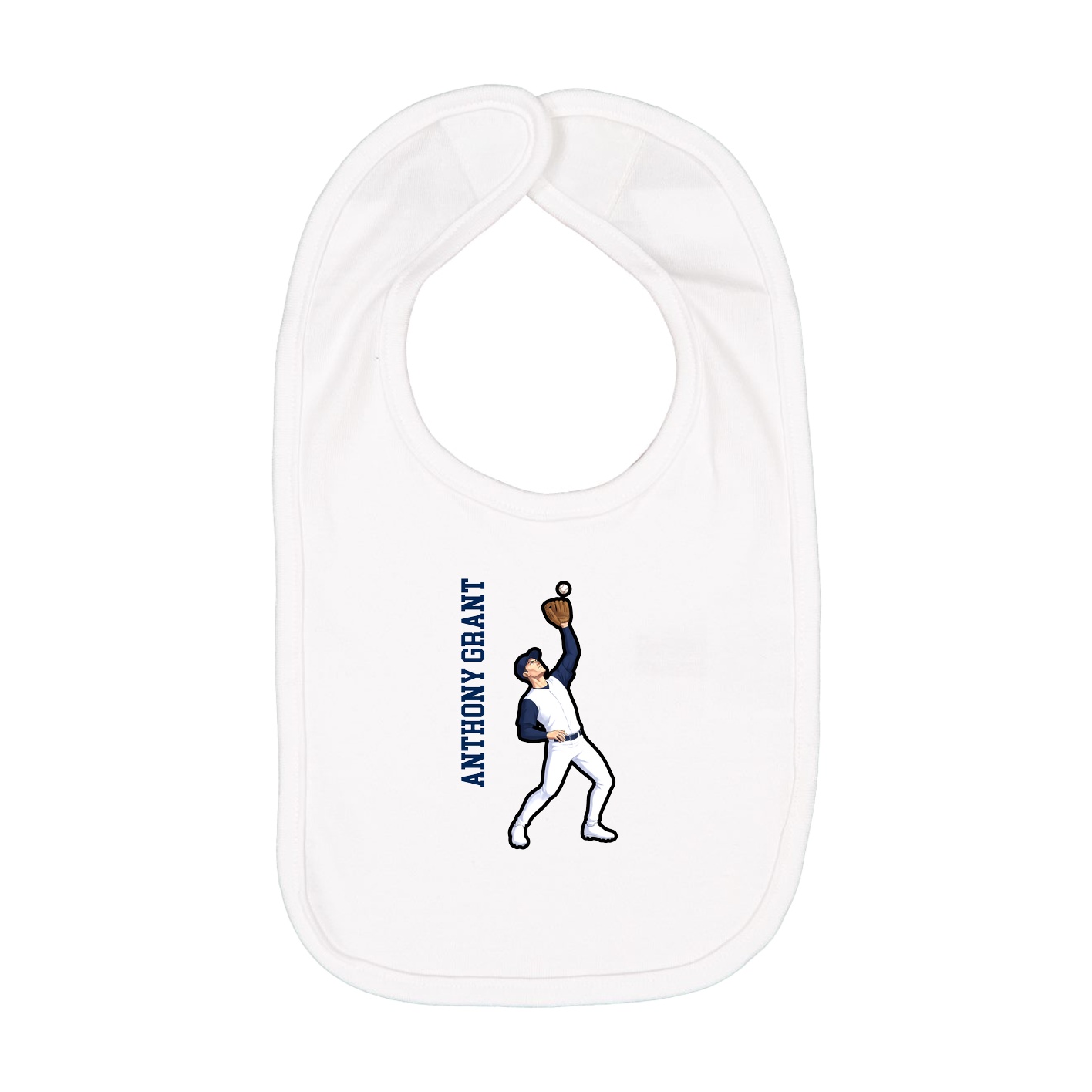 Infant Bib — Name Vertical in White