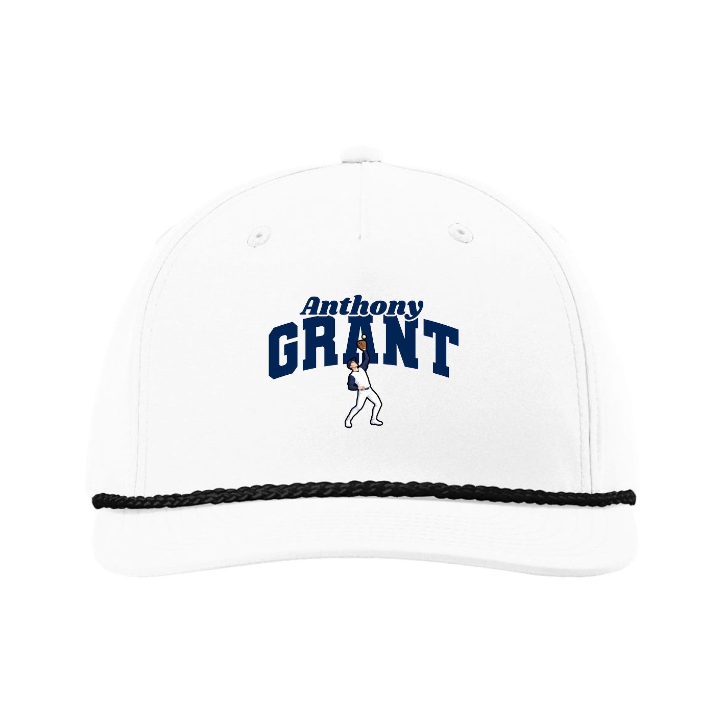 Five-Panel Classic Rope Cap — Signature Arch in White