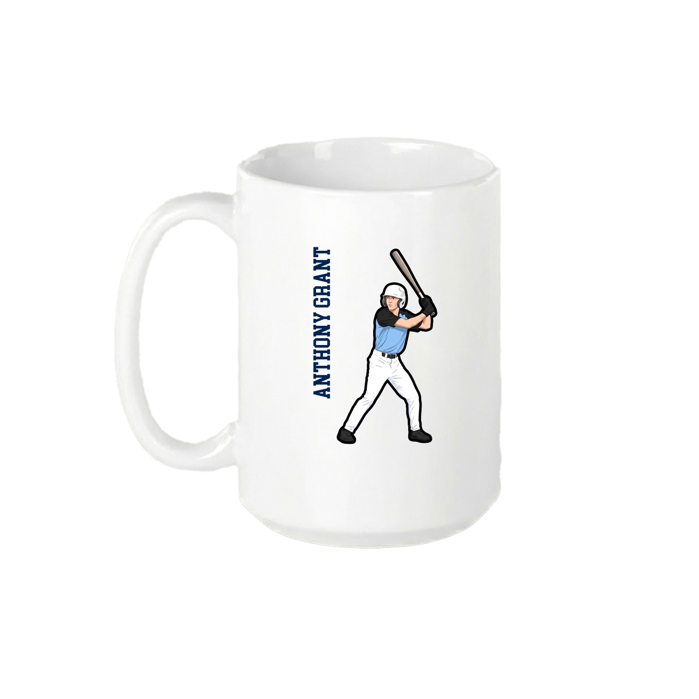 15oz Coffee Mug — Name Vertical in White