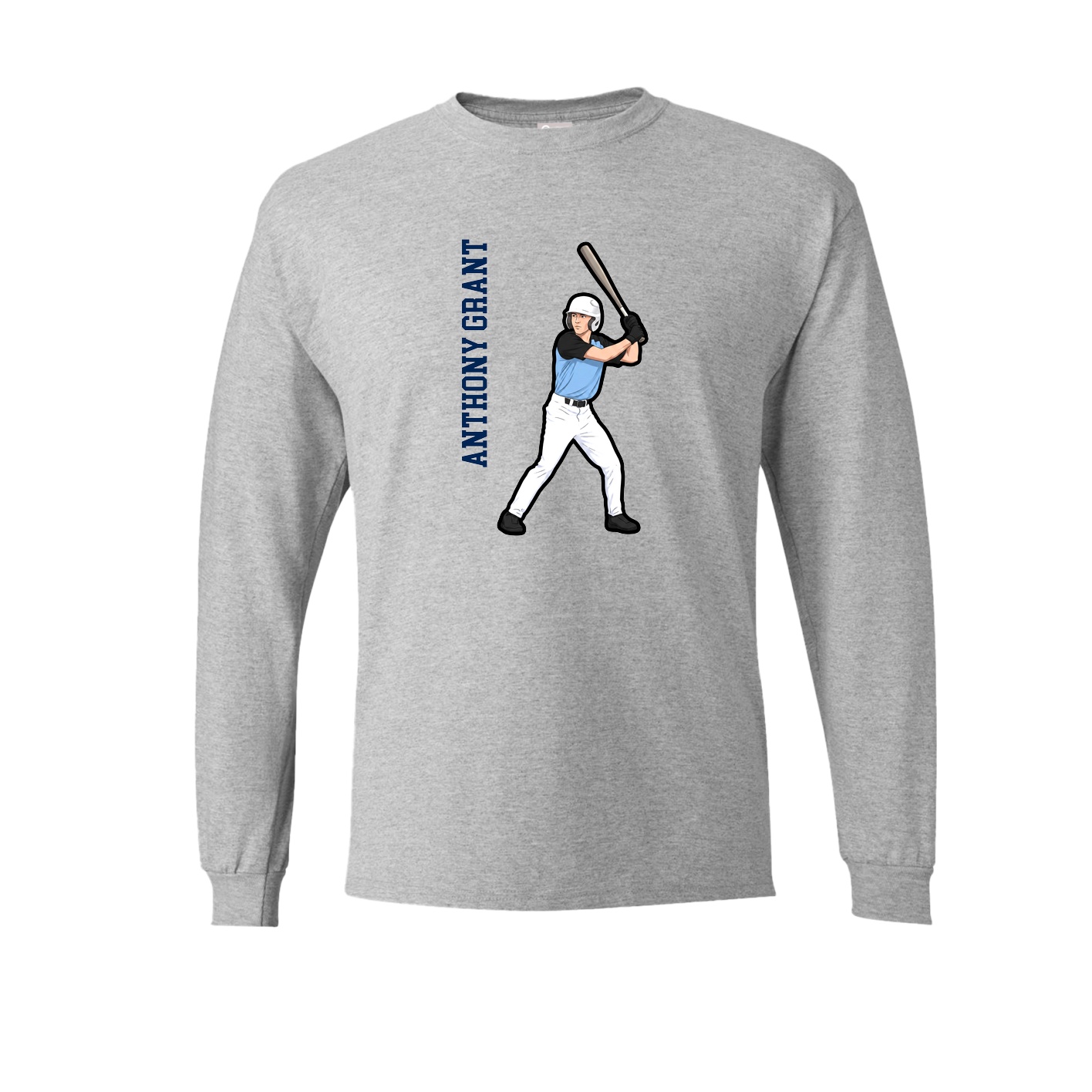 Long Sleeve Tee — Name Vertical in Grey