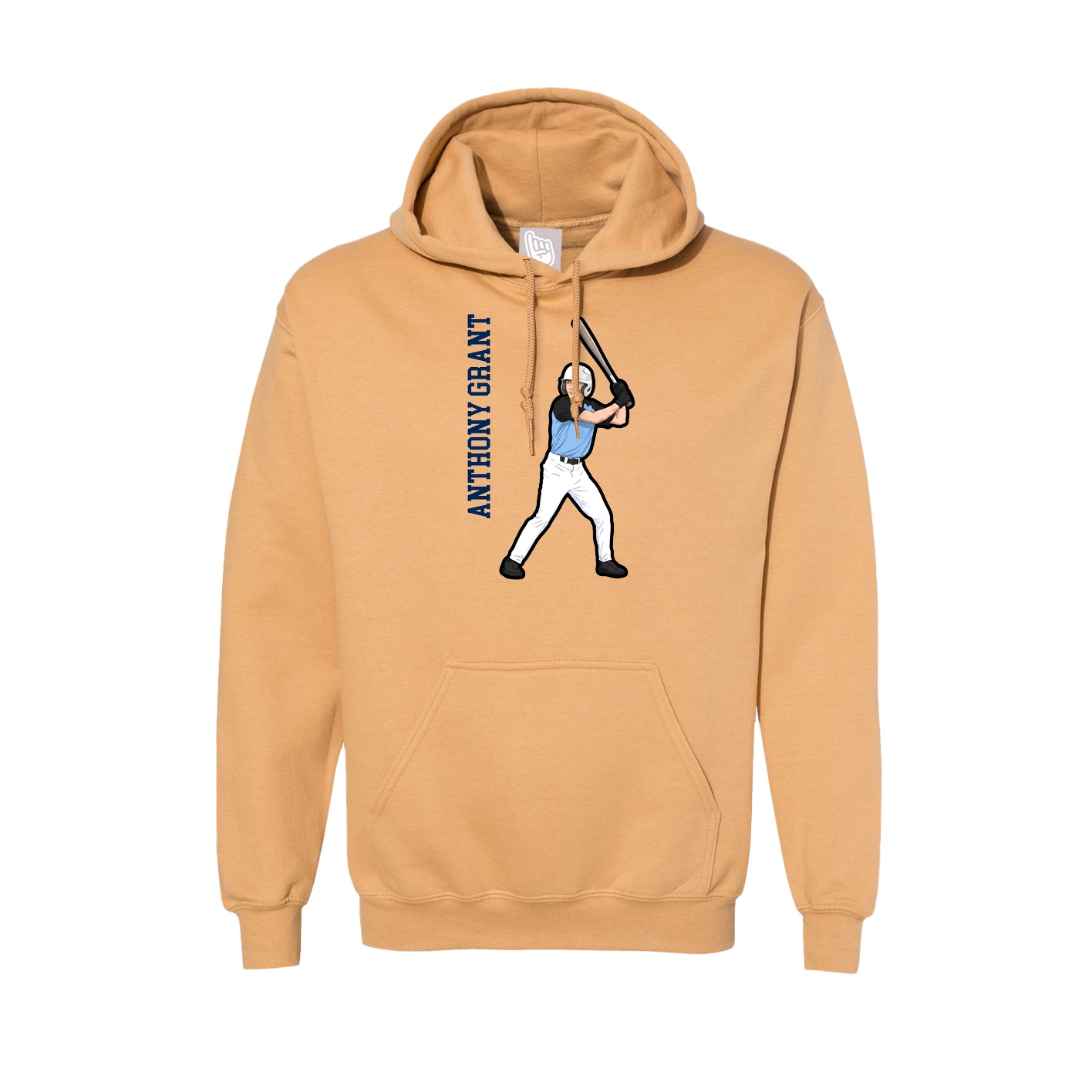 Hoodie — Name Vertical in Vegas Gold