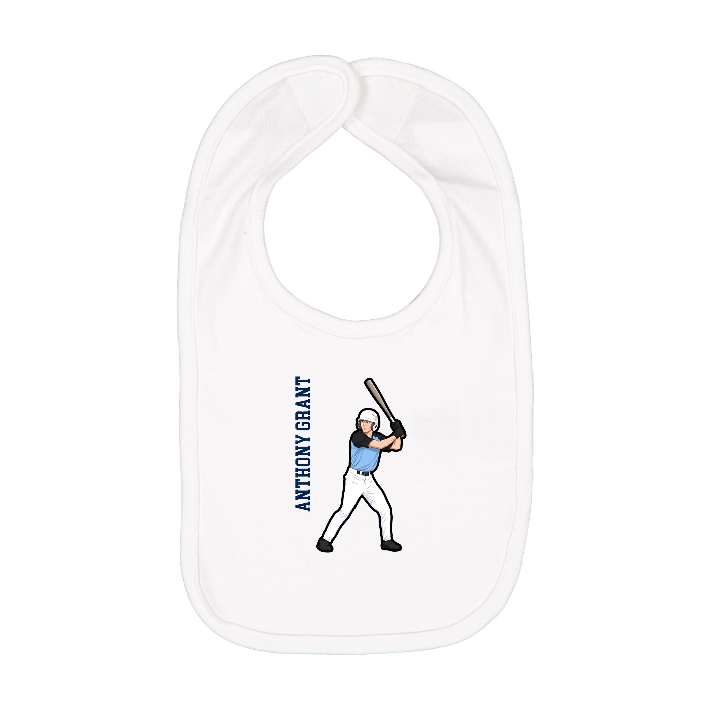 Infant Bib — Name Vertical in White