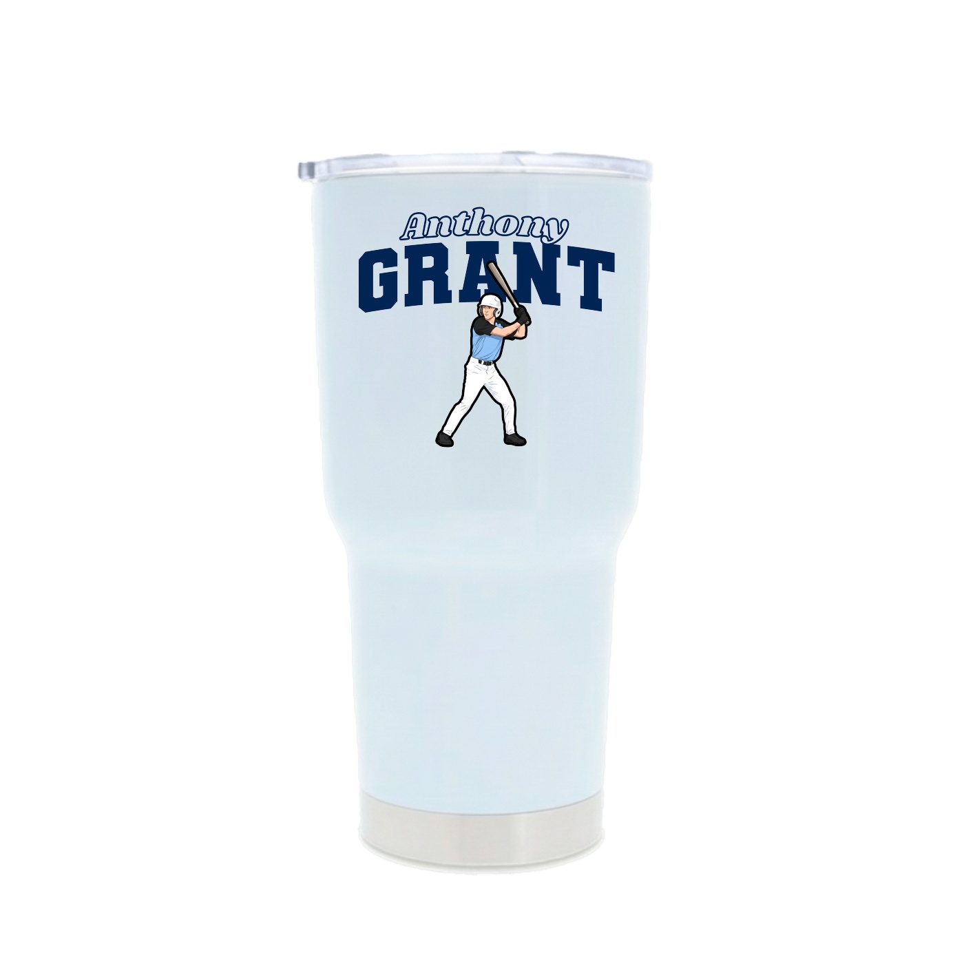 30oz Stainless Steel Tumbler — Name Arch in White