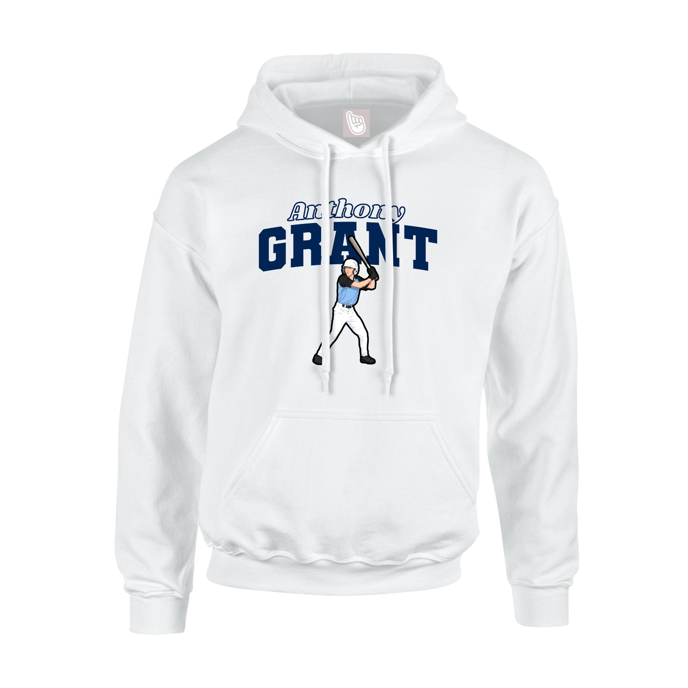 Youth Hoodie — Name Arch in White