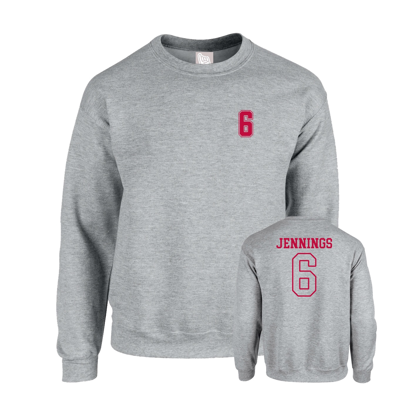 Fleece Crew — Chest Back in Grey