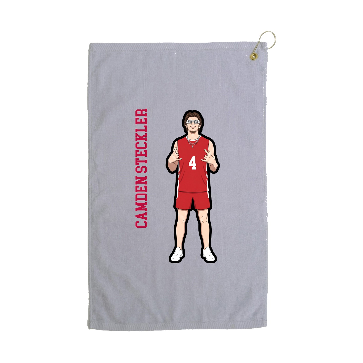 Golf Towel — Name Vertical in Grey