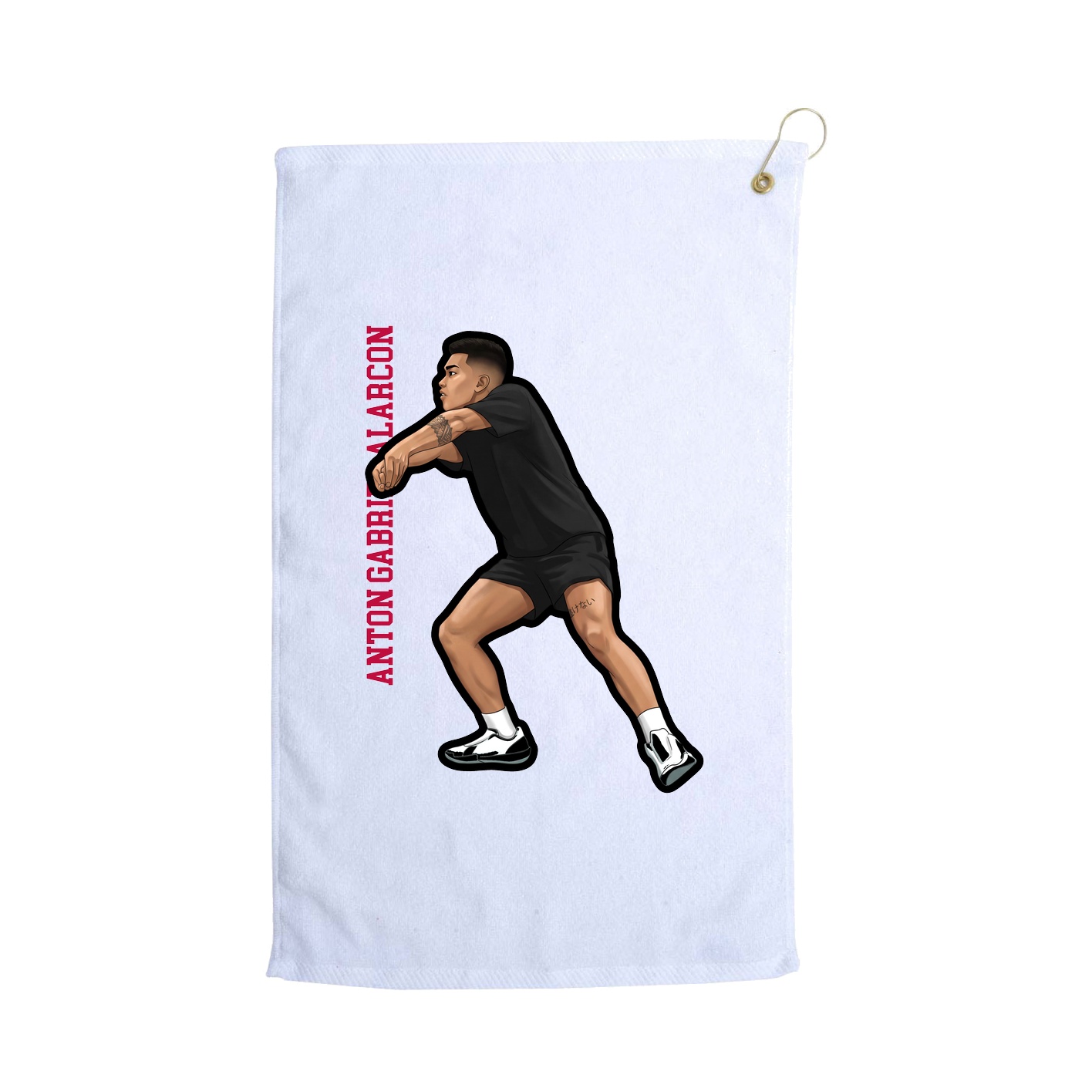 Golf Towel — Name Vertical in White