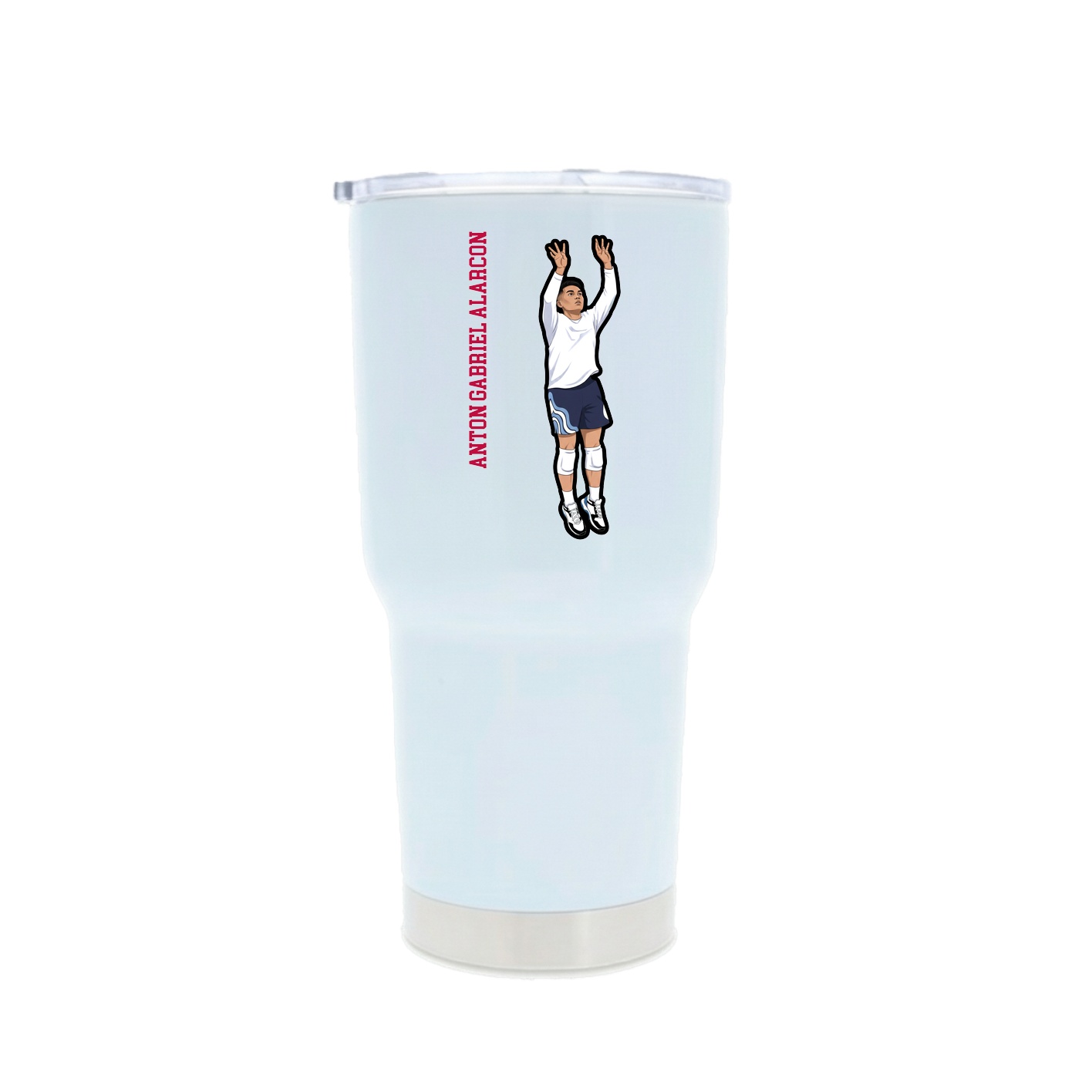 30oz Stainless Steel Tumbler — Name Vertical in White