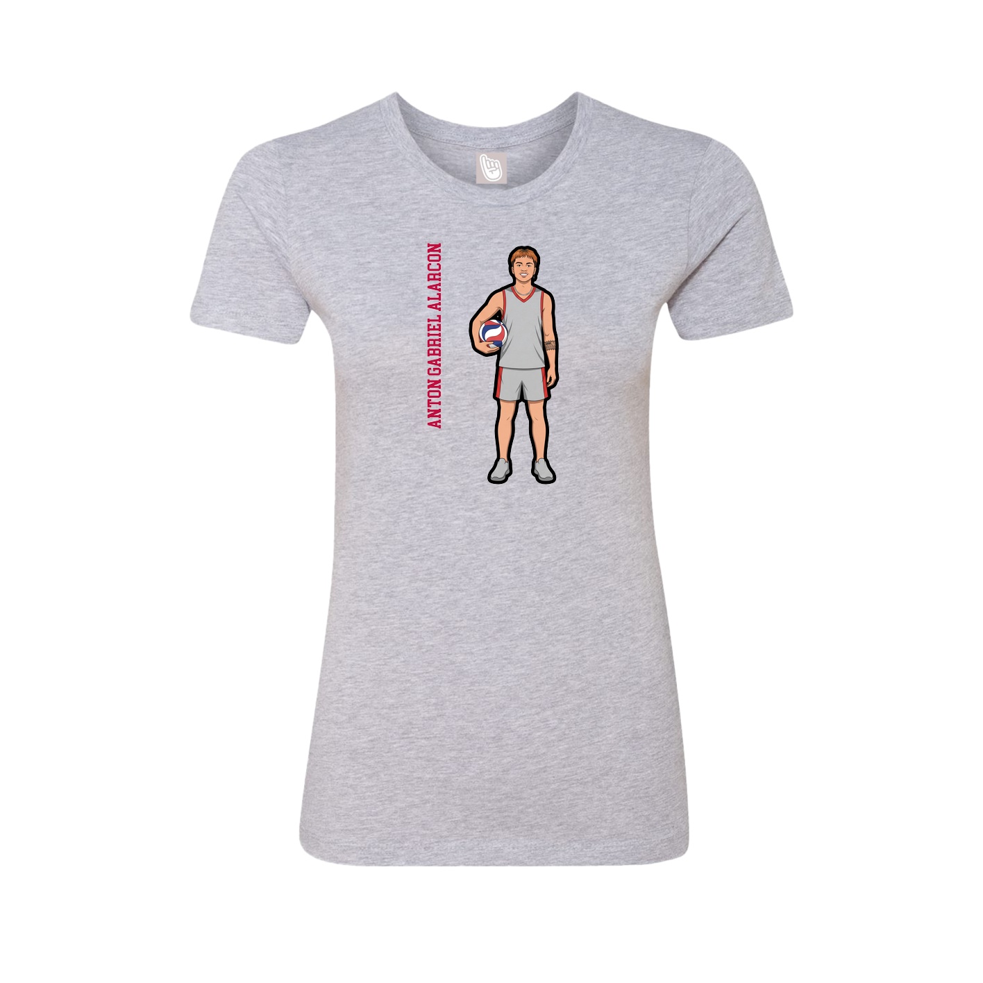 Fitted Women's Tee — Name Vertical in Grey