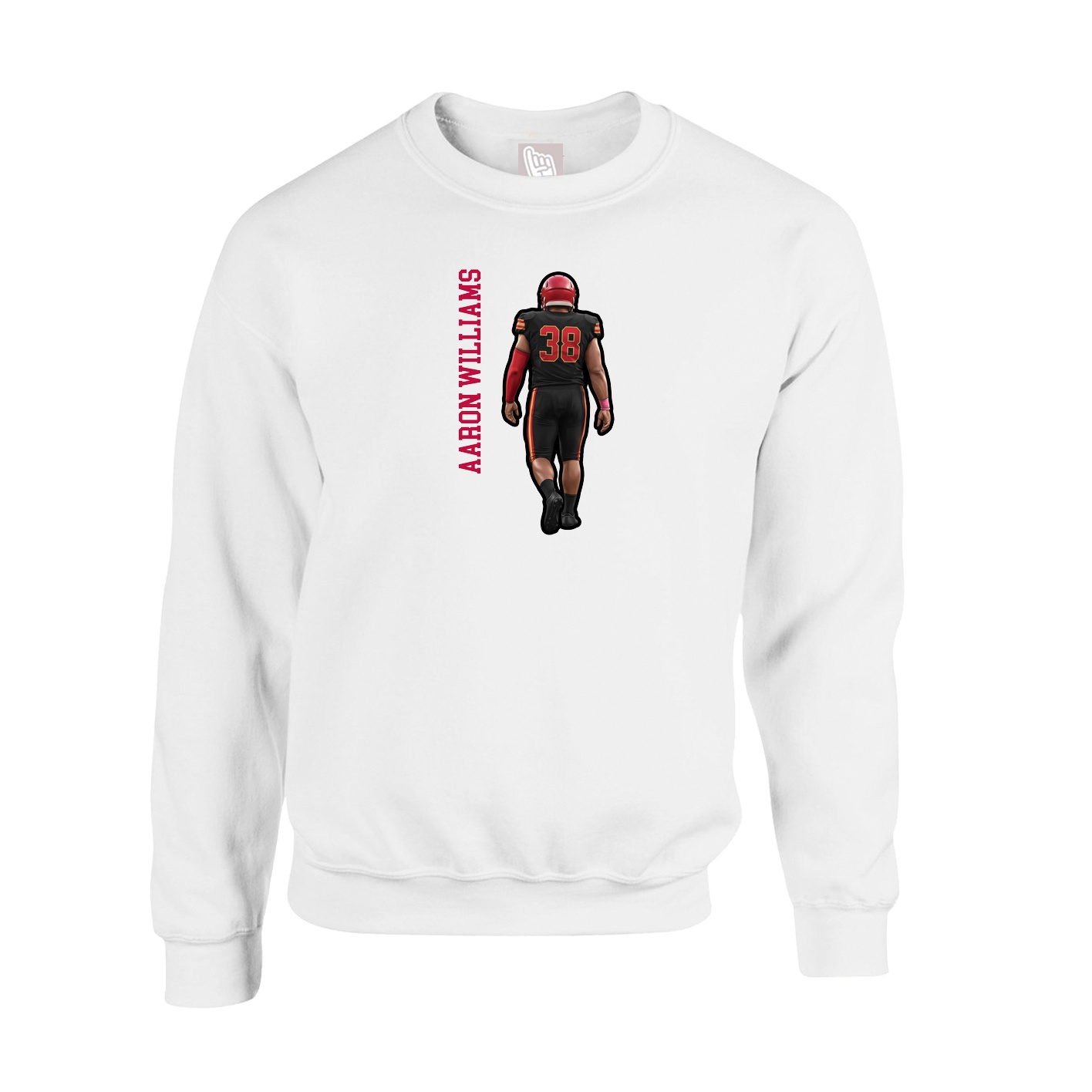 Fleece Crew — Name Vertical in White