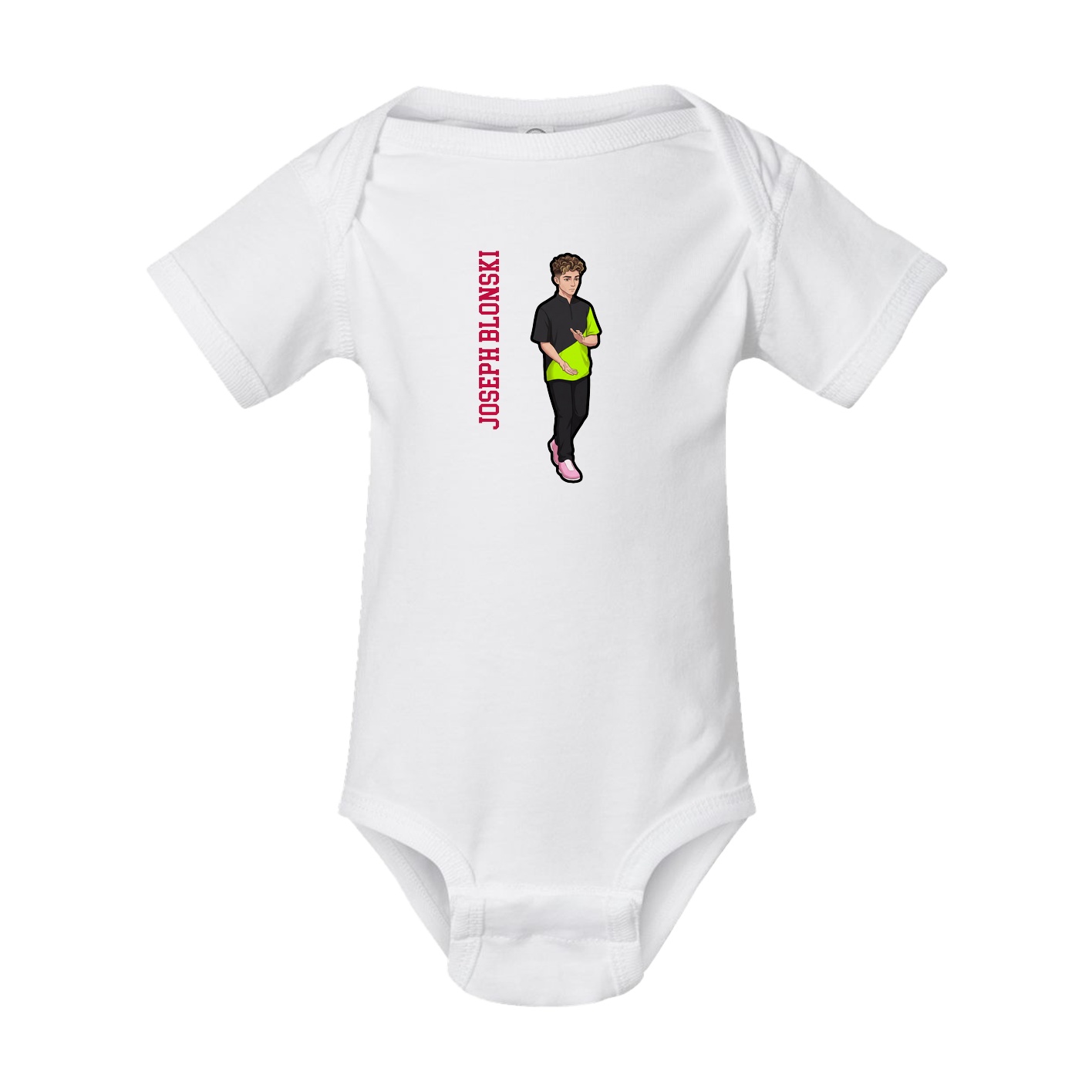 Baby Onesie — Name Vertical in White