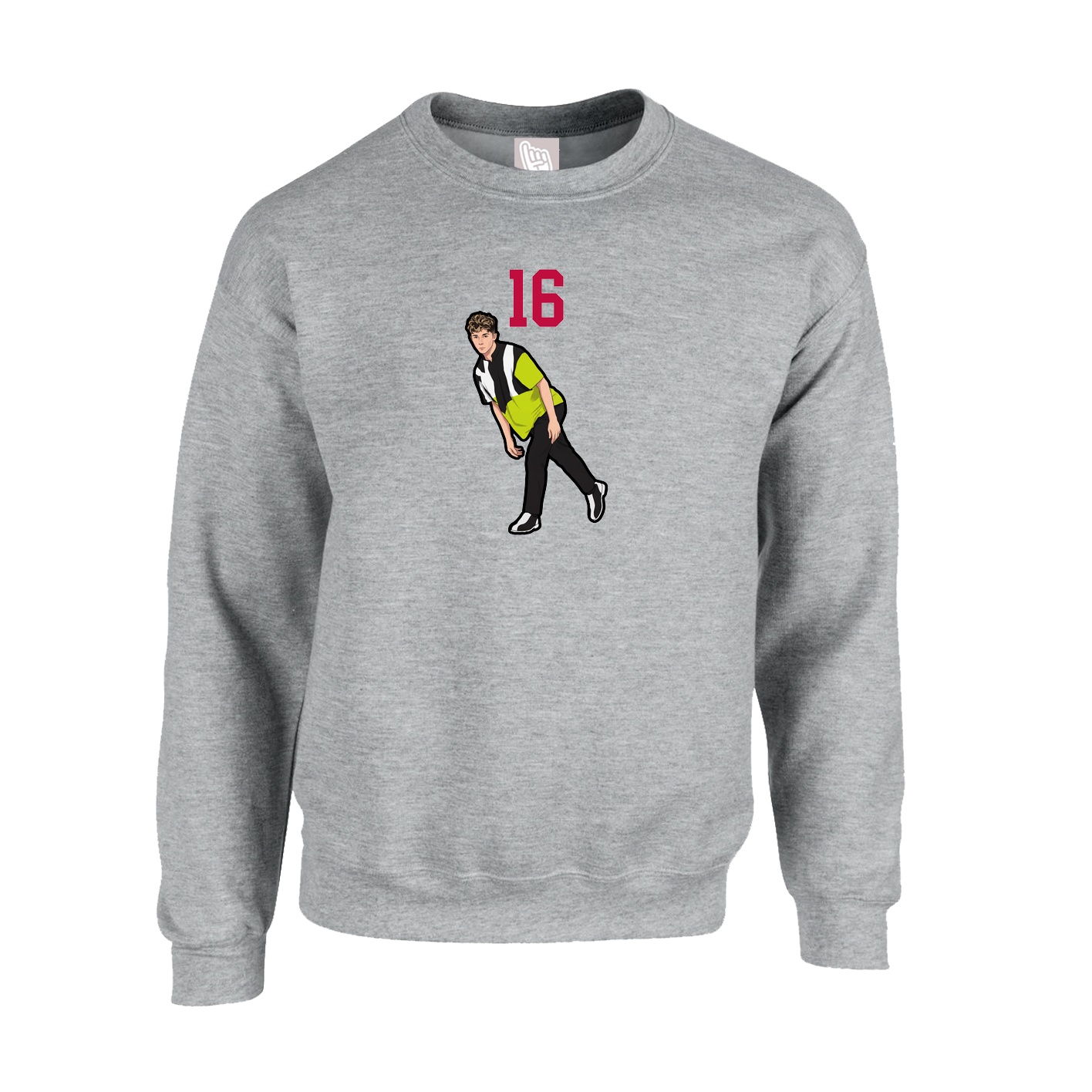 Fleece Crew — Number Top in Grey