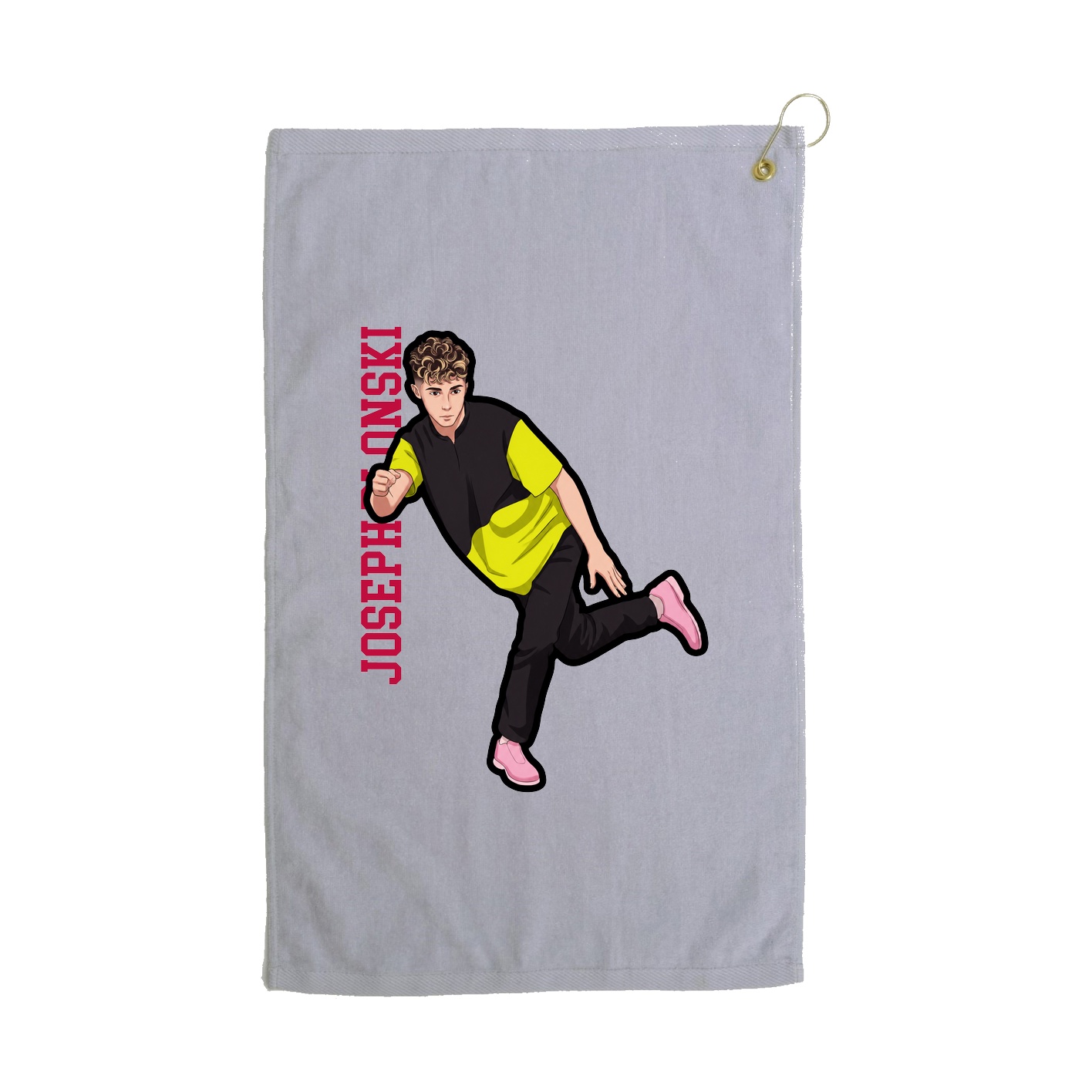Golf Towel — Name Vertical in Grey