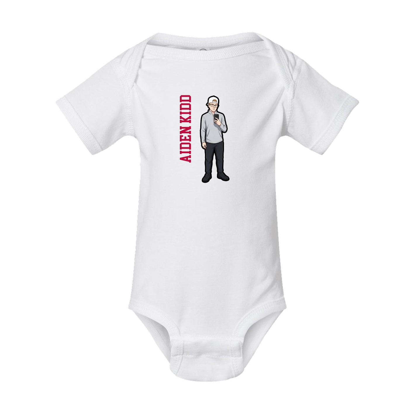 Baby Onesie — Name Vertical in White