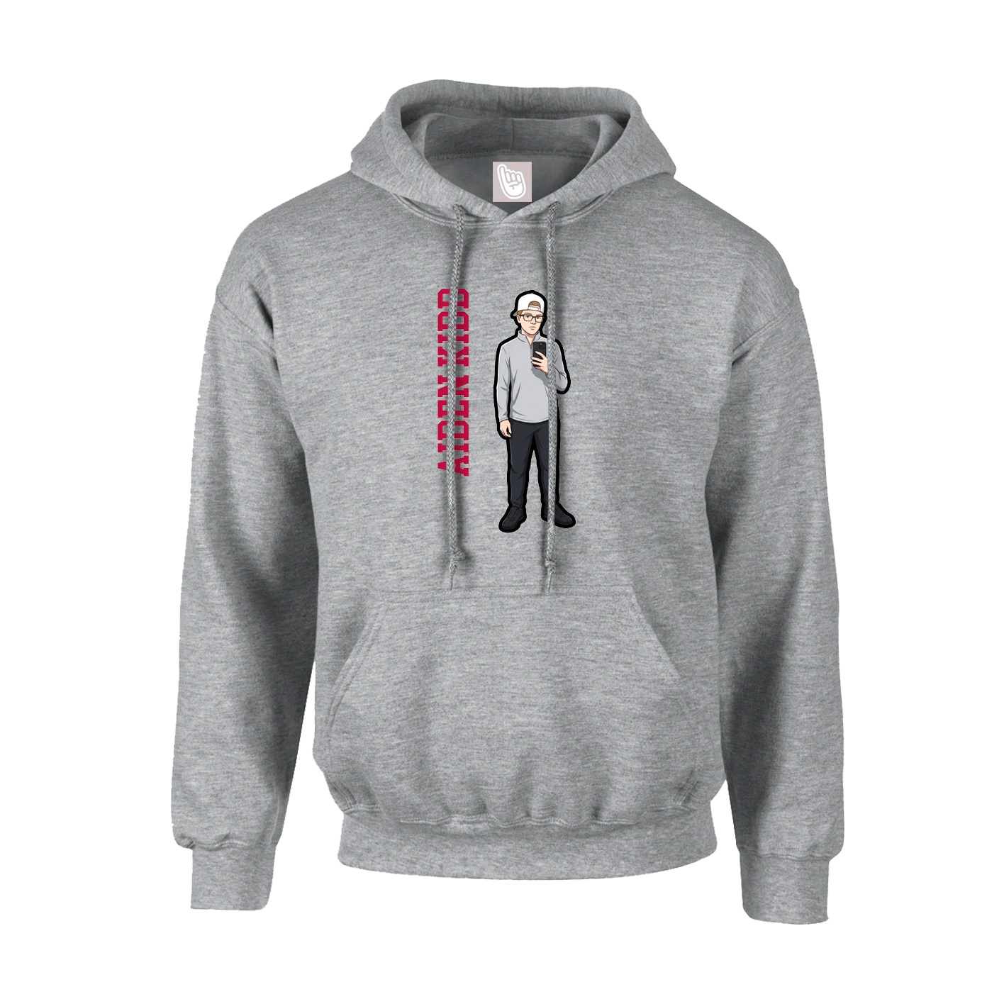 Youth Hoodie — Name Vertical in Grey