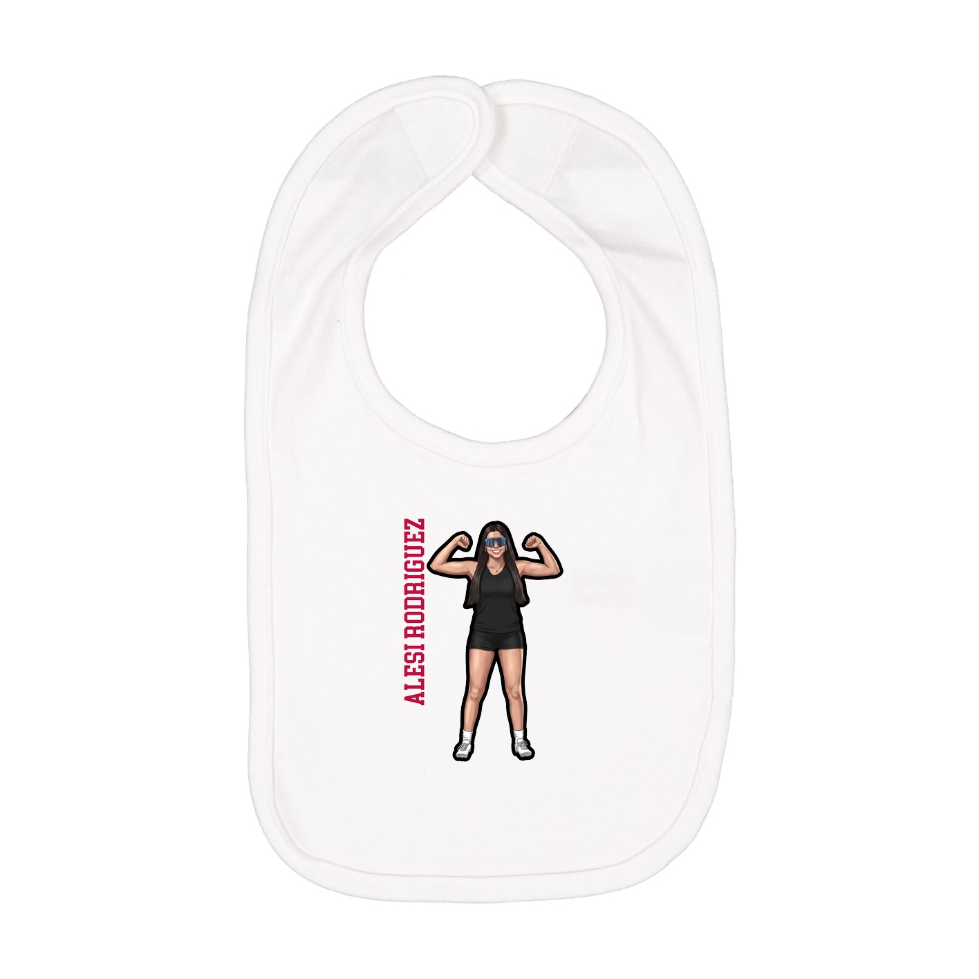 Infant Bib — Name Vertical in White