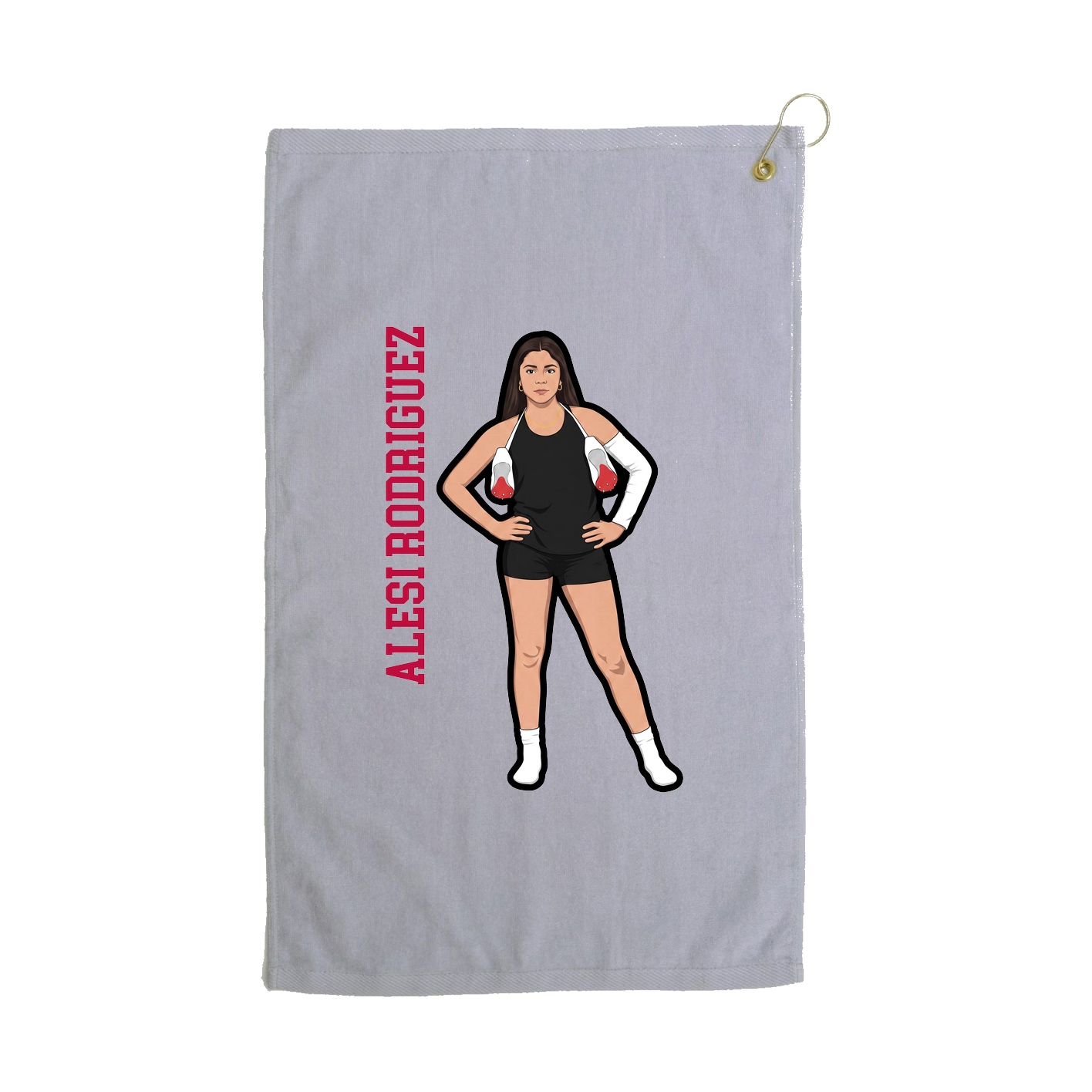 Golf Towel — Name Vertical in Grey