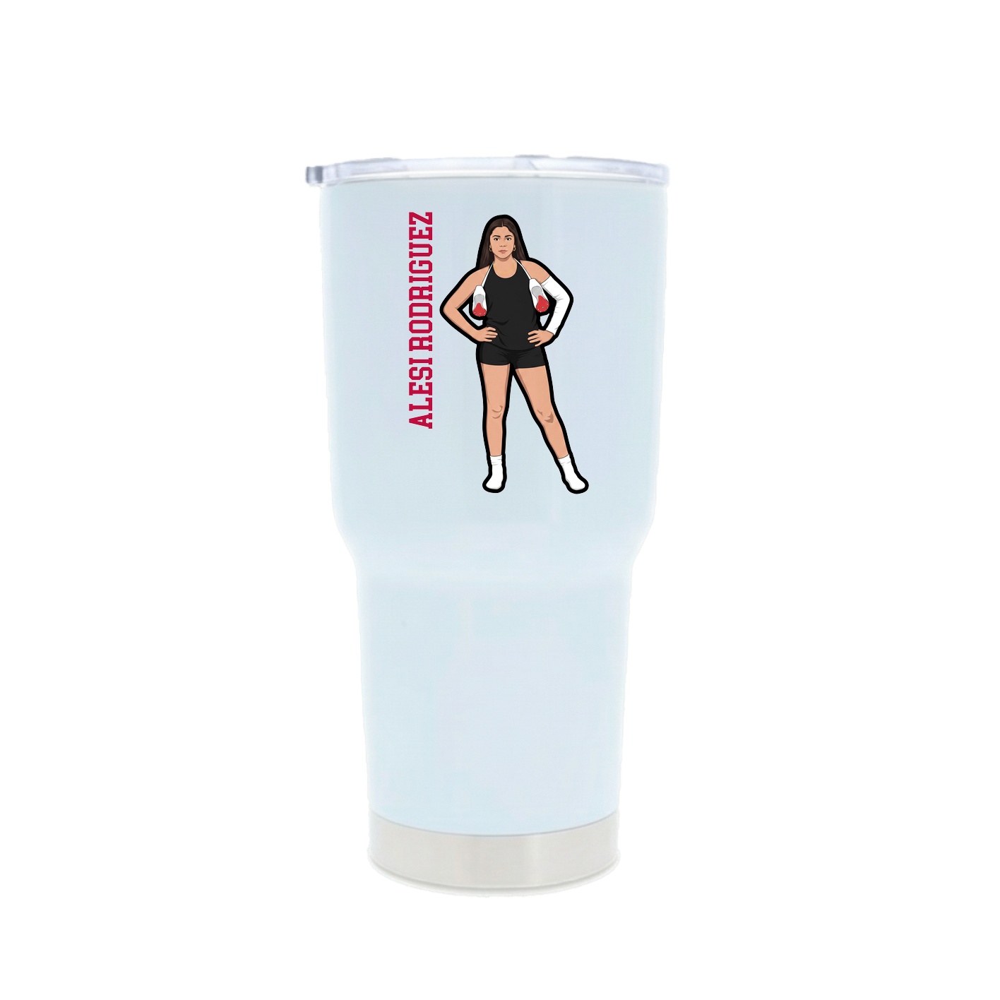 30oz Stainless Steel Tumbler — Name Vertical in White