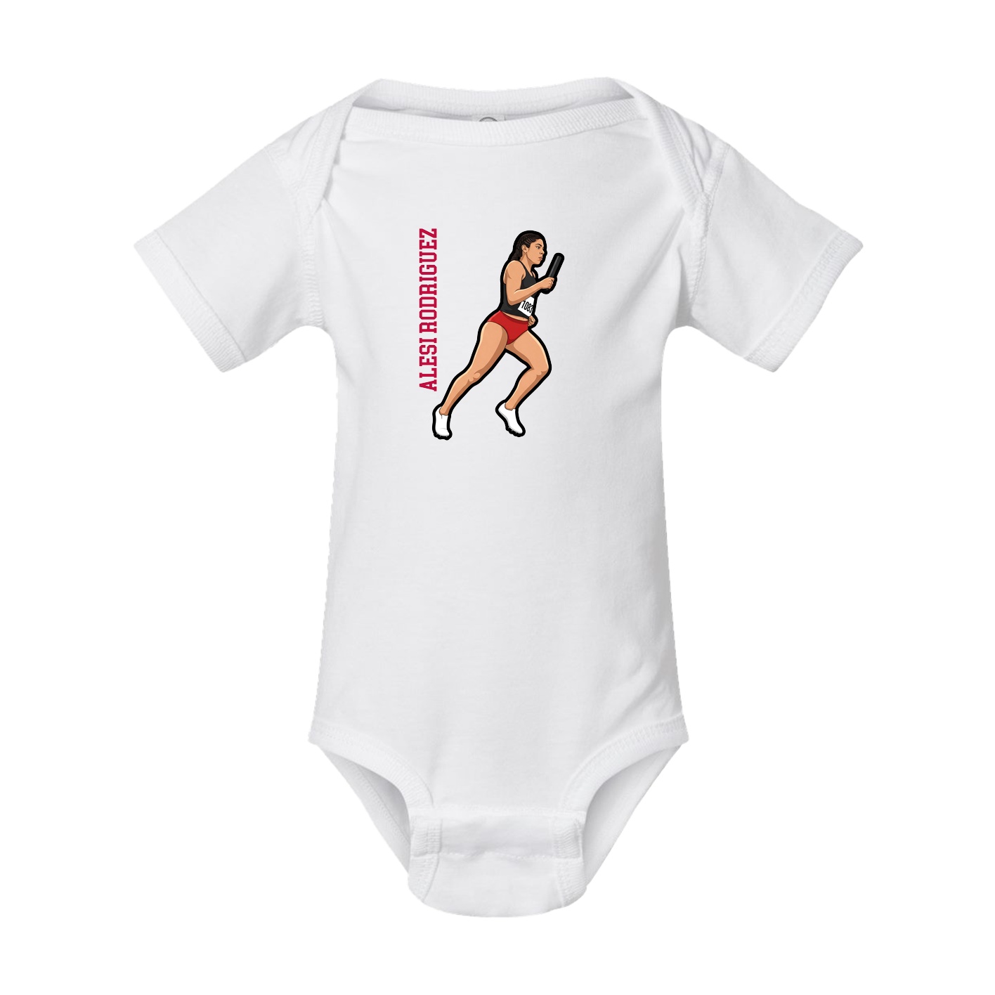 Baby Onesie — Name Vertical in White
