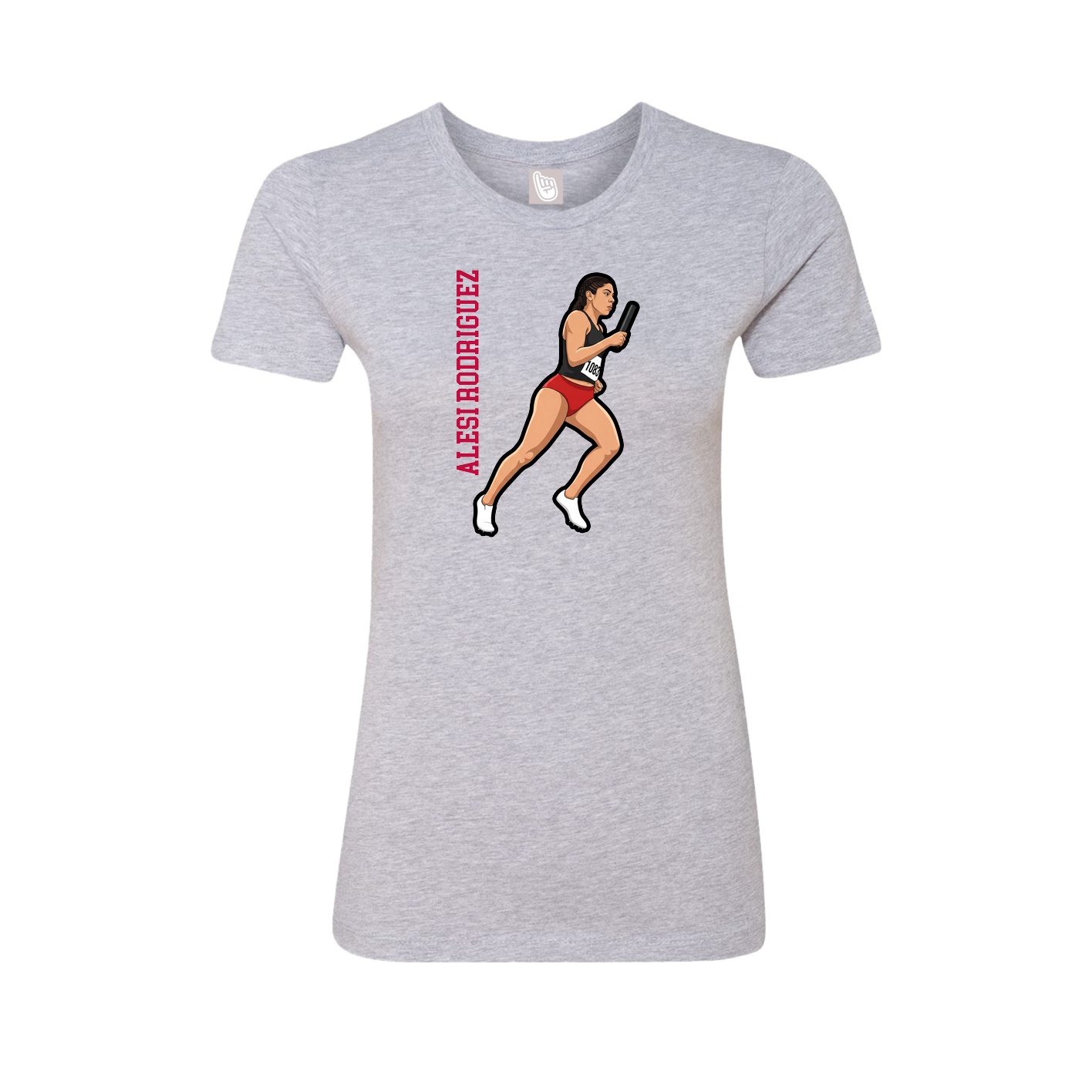 Womens Tee — Name Vertical in Grey