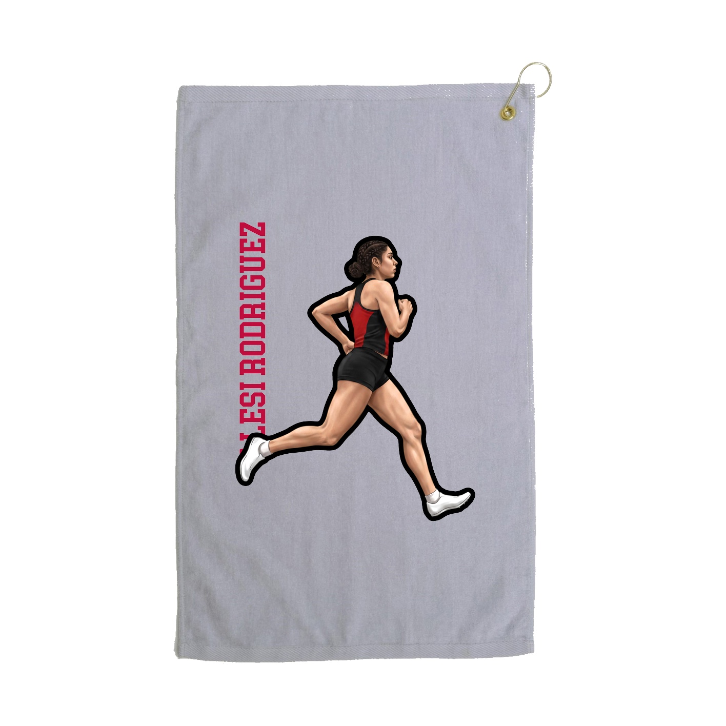 Golf Towel — Name Vertical in Grey