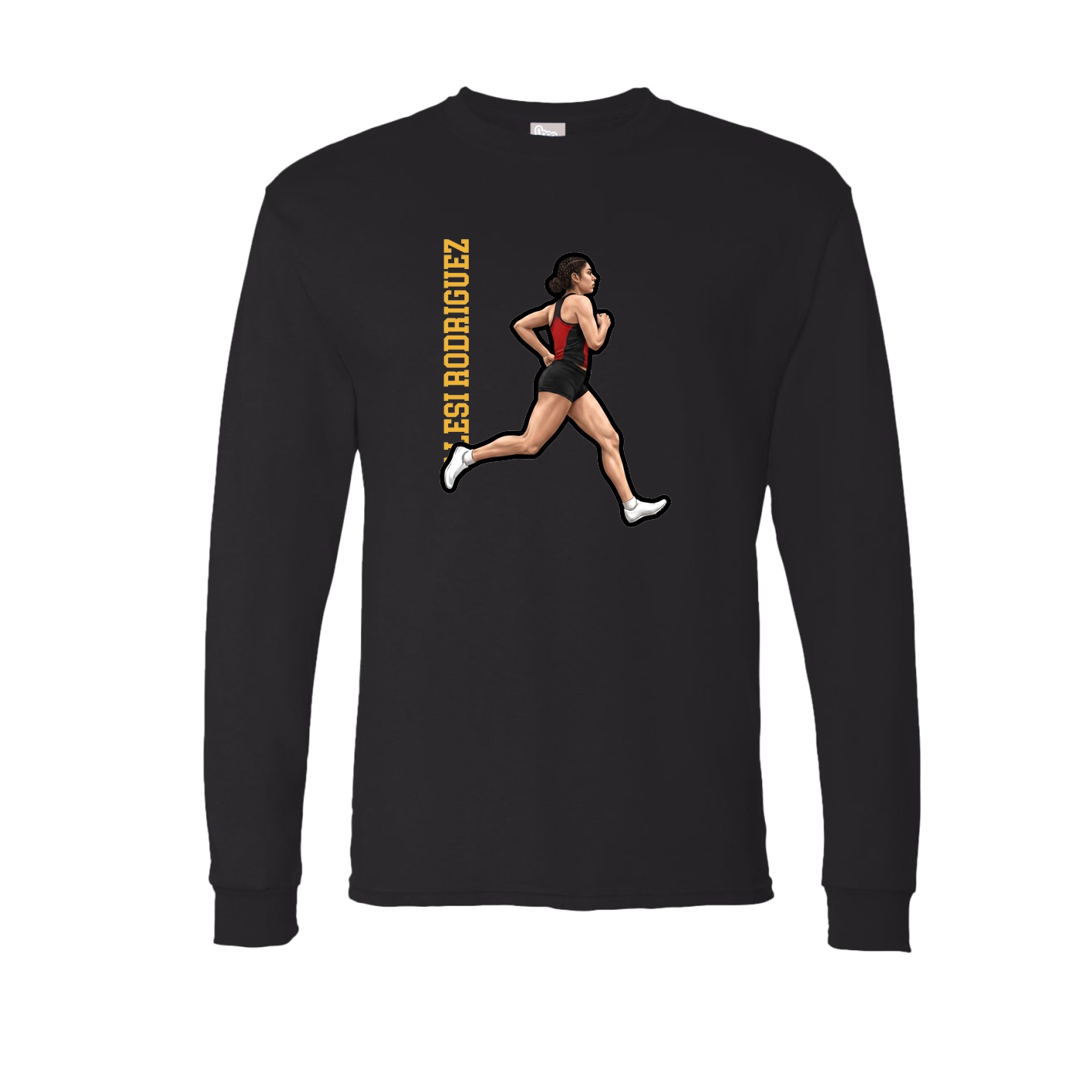 Long Sleeve Tee — Name Vertical in Black