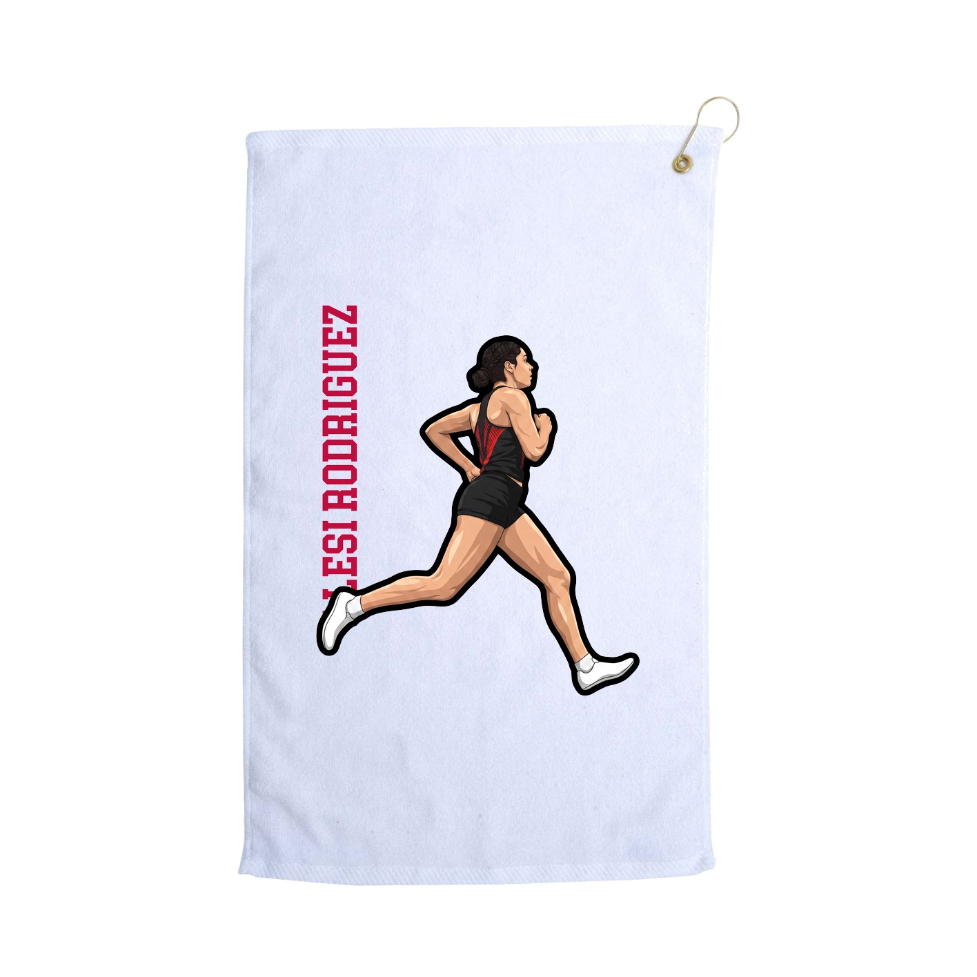 Golf Towel — Name Vertical in White