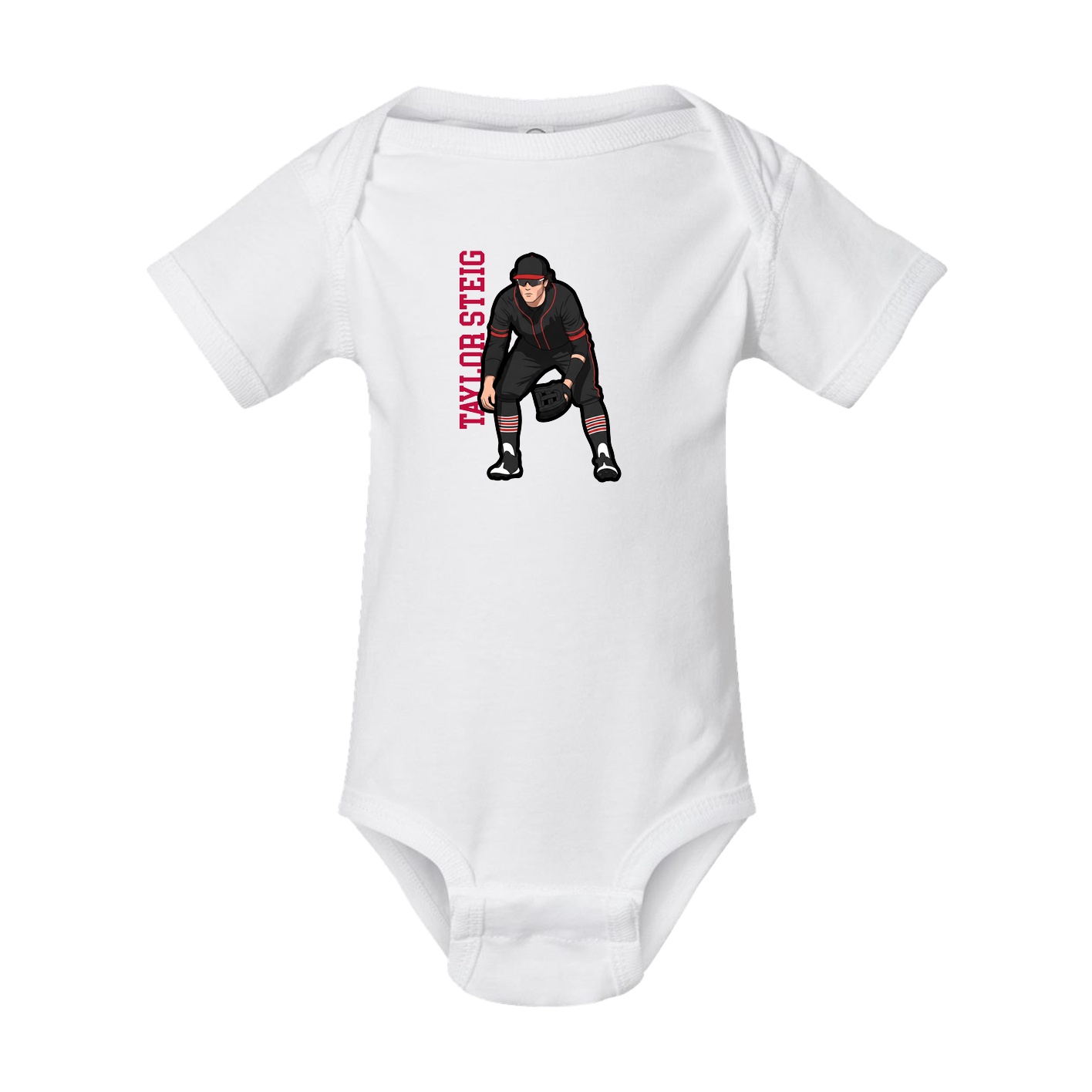Baby Onesie — Name Vertical in White