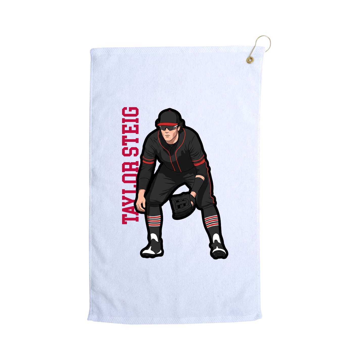 Golf Towel — Name Vertical in White