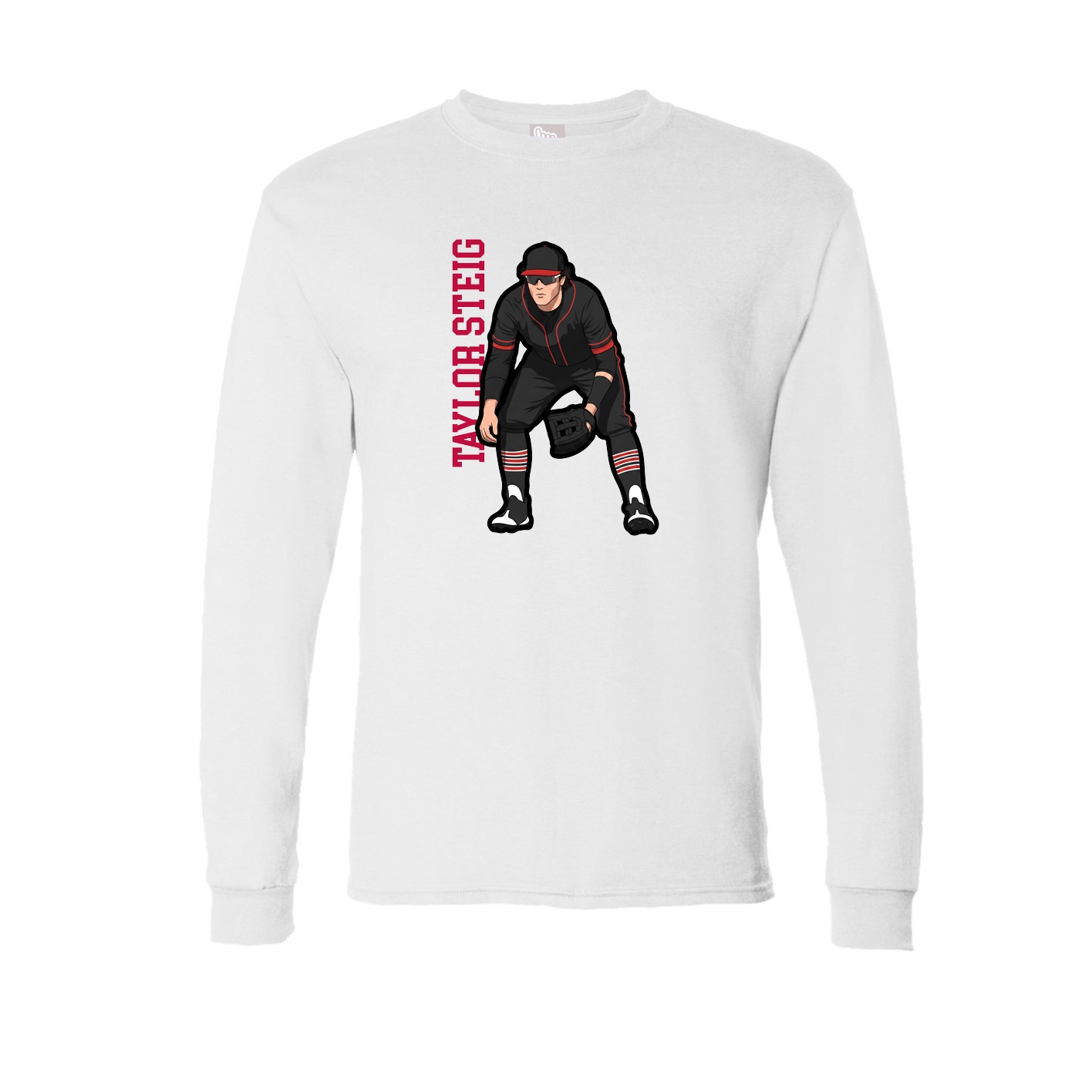 Long Sleeve Tee — Name Vertical in White