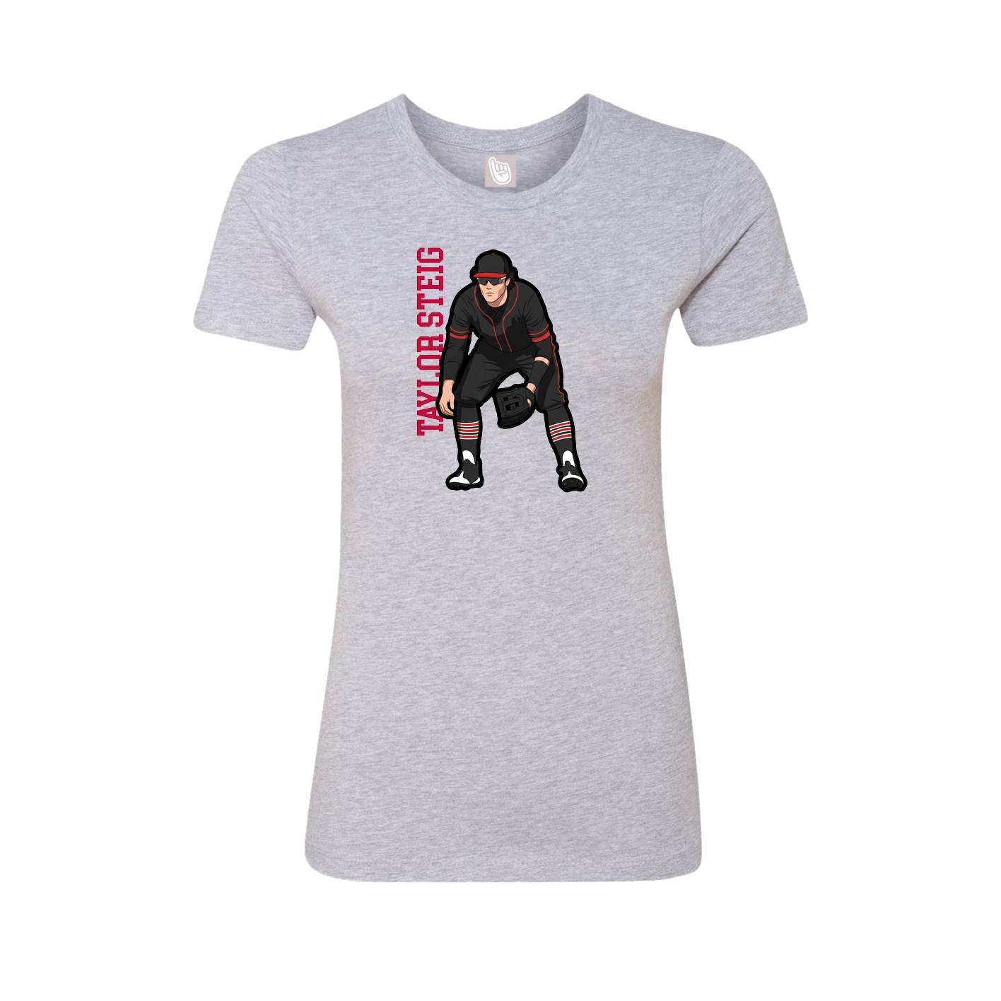 Fitted Women's Tee — Name Vertical in Grey