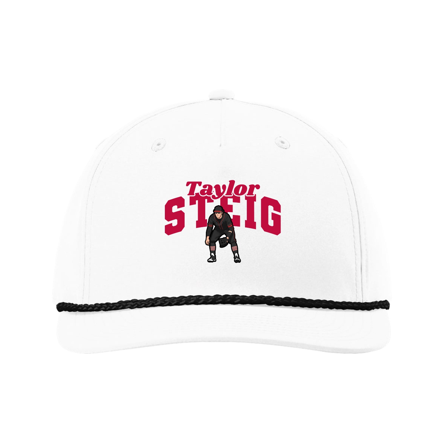 Five-Panel Classic Rope Cap — Signature Arch in White