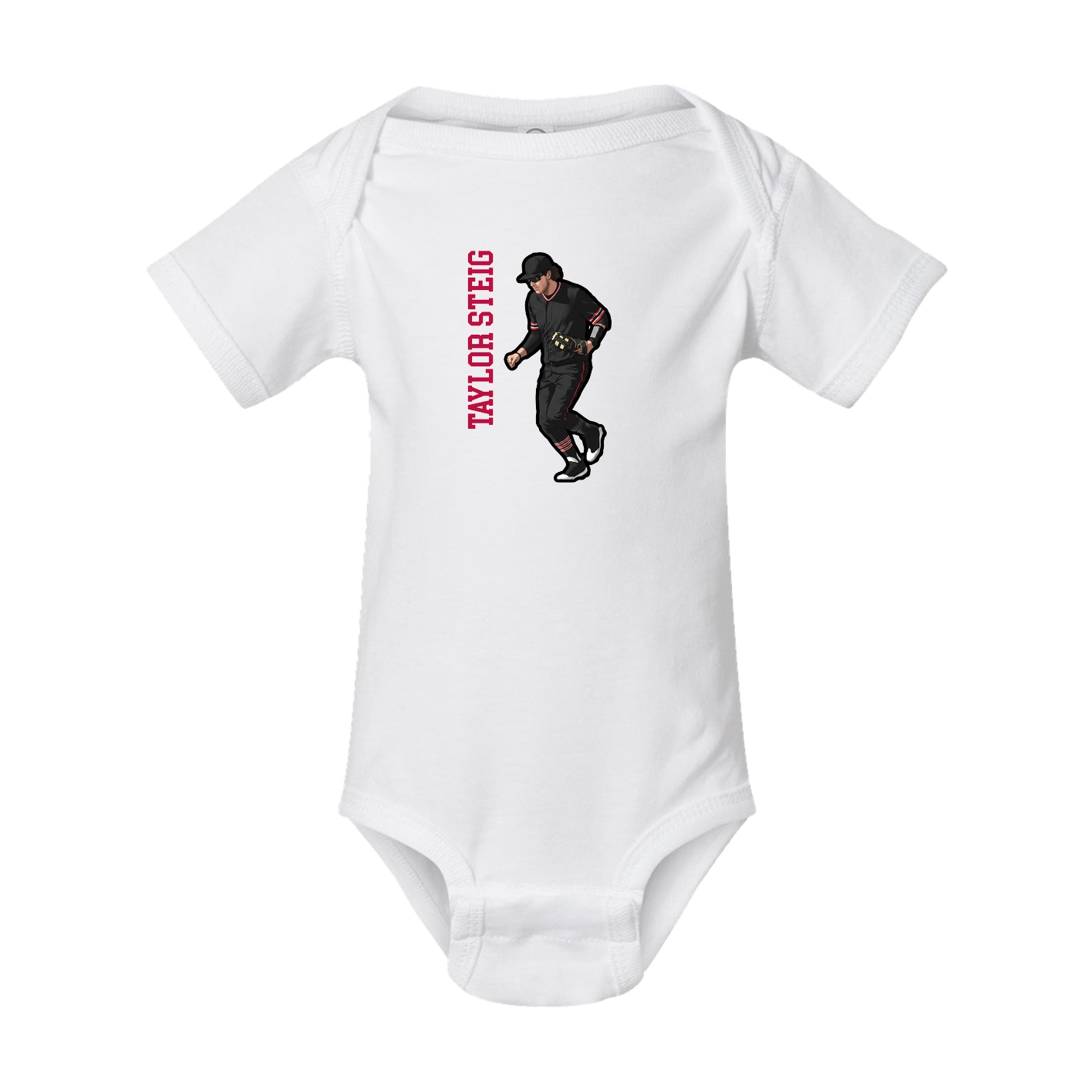 Baby Onesie — Name Vertical in White