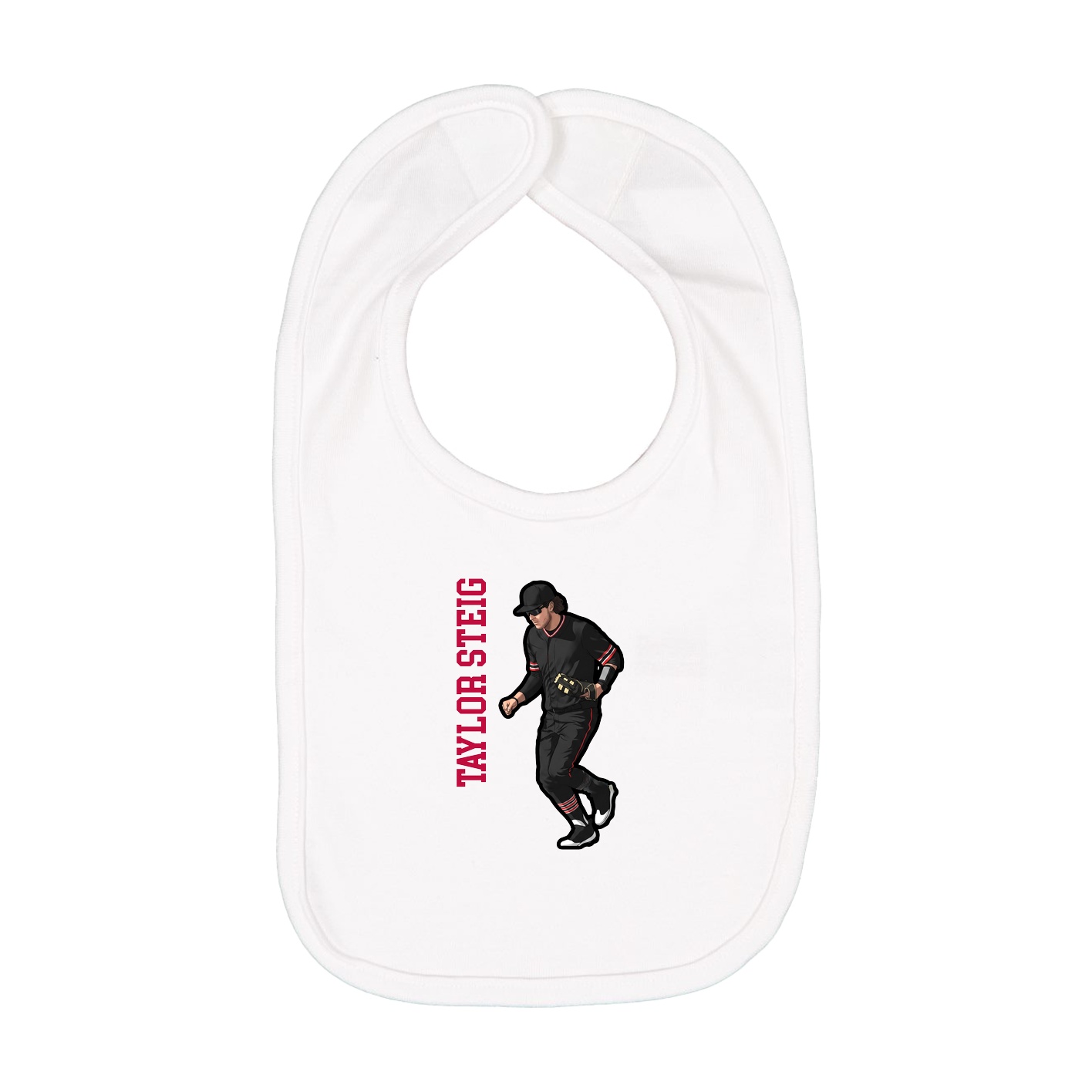 Infant Bib — Name Vertical in White