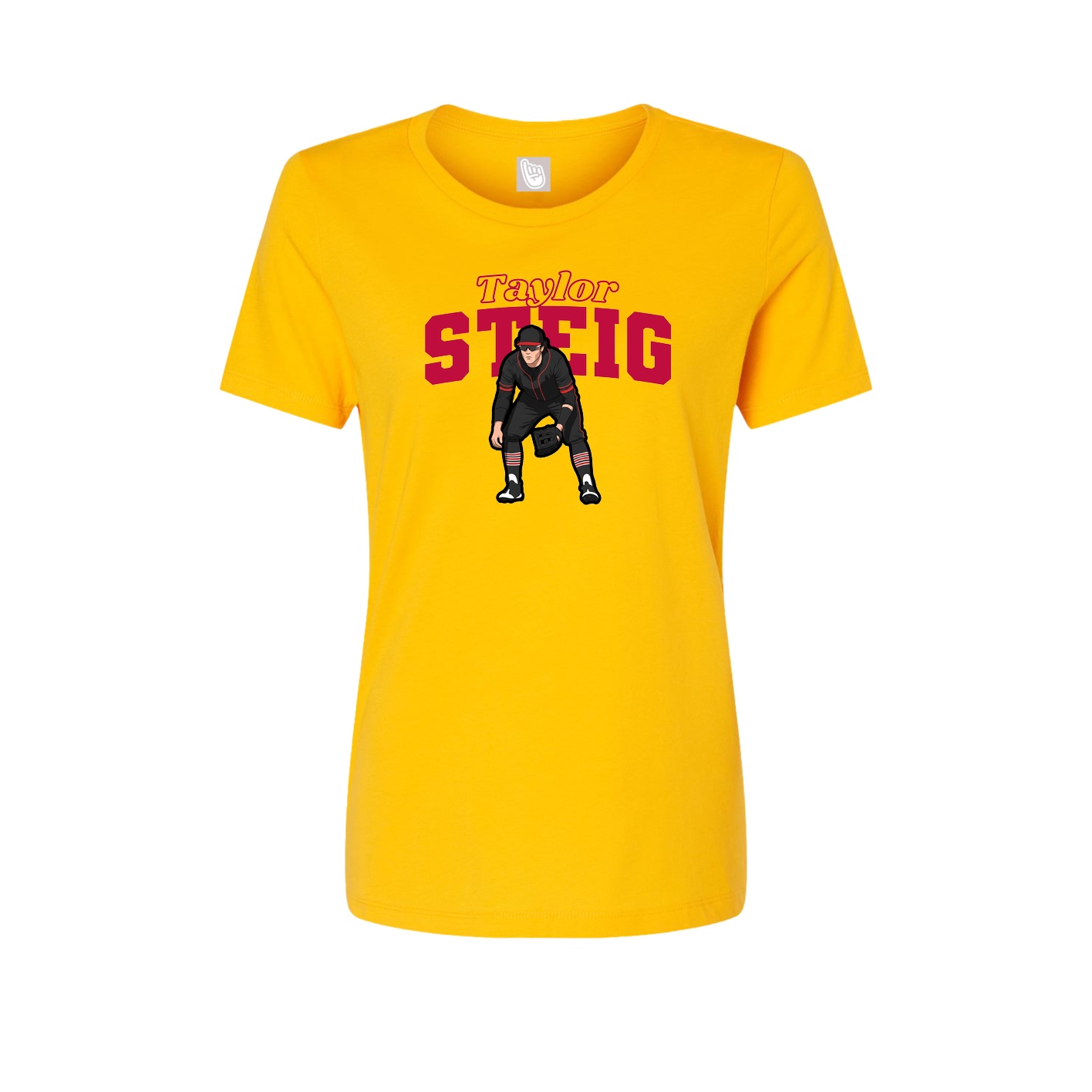 Fitted Women's Tee — Name Arch in Gold
