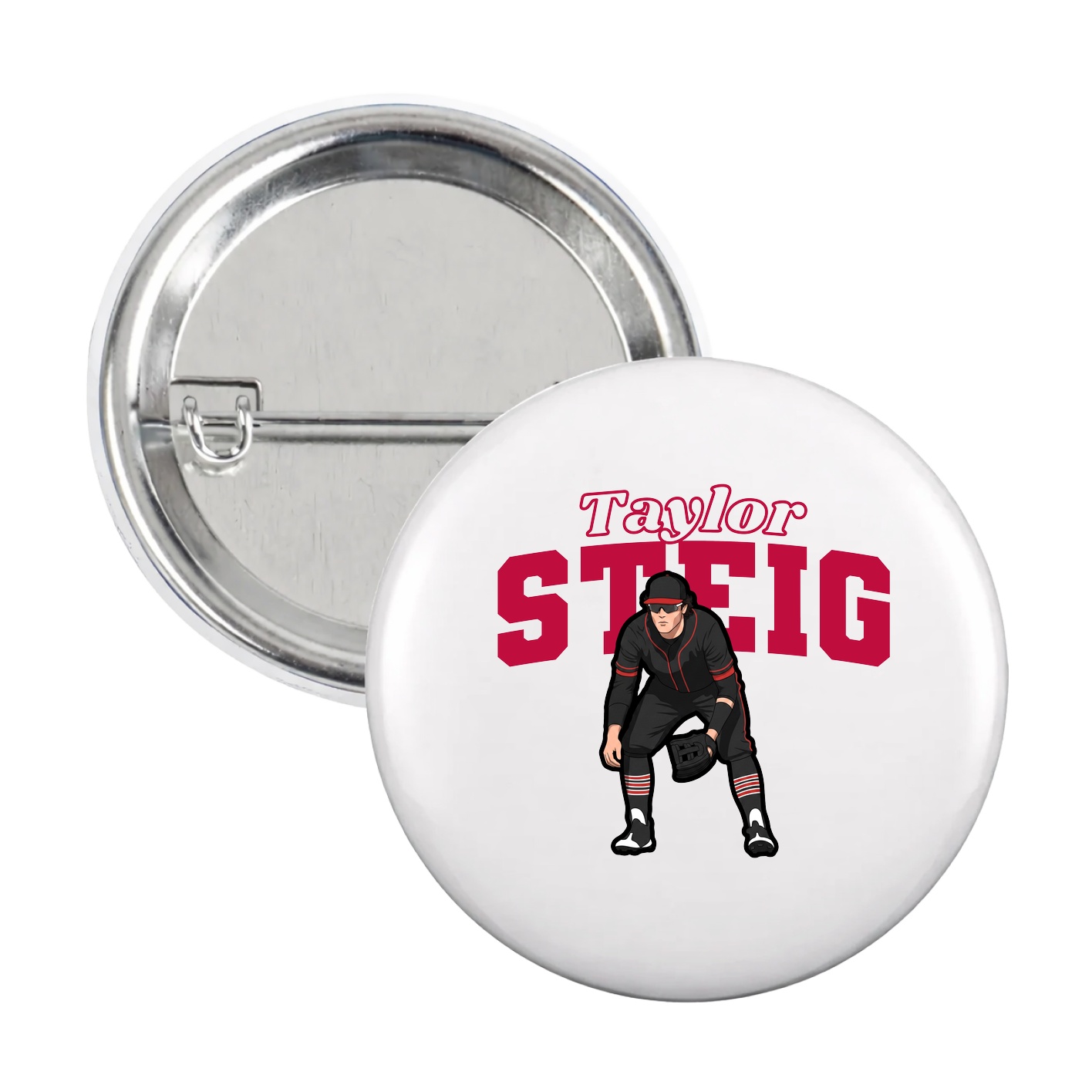 Game Day Button — Name Arch in White