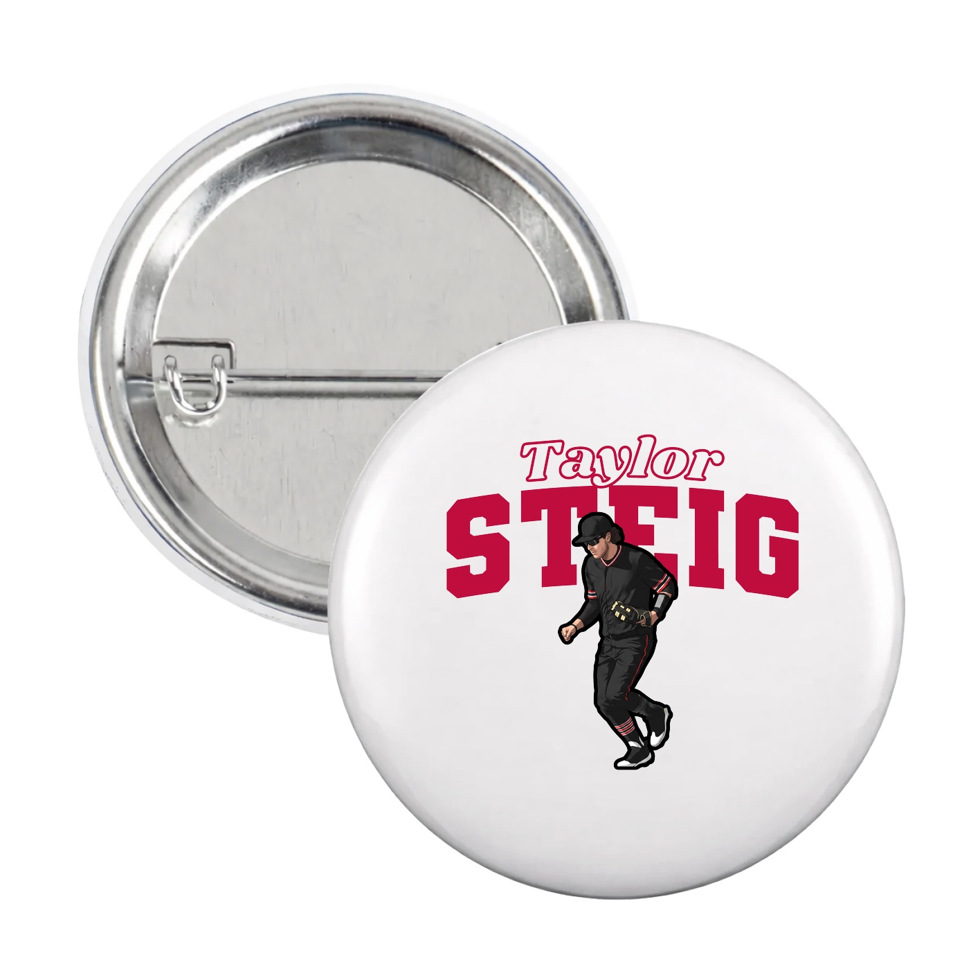 Game Day Button — Name Arch in White