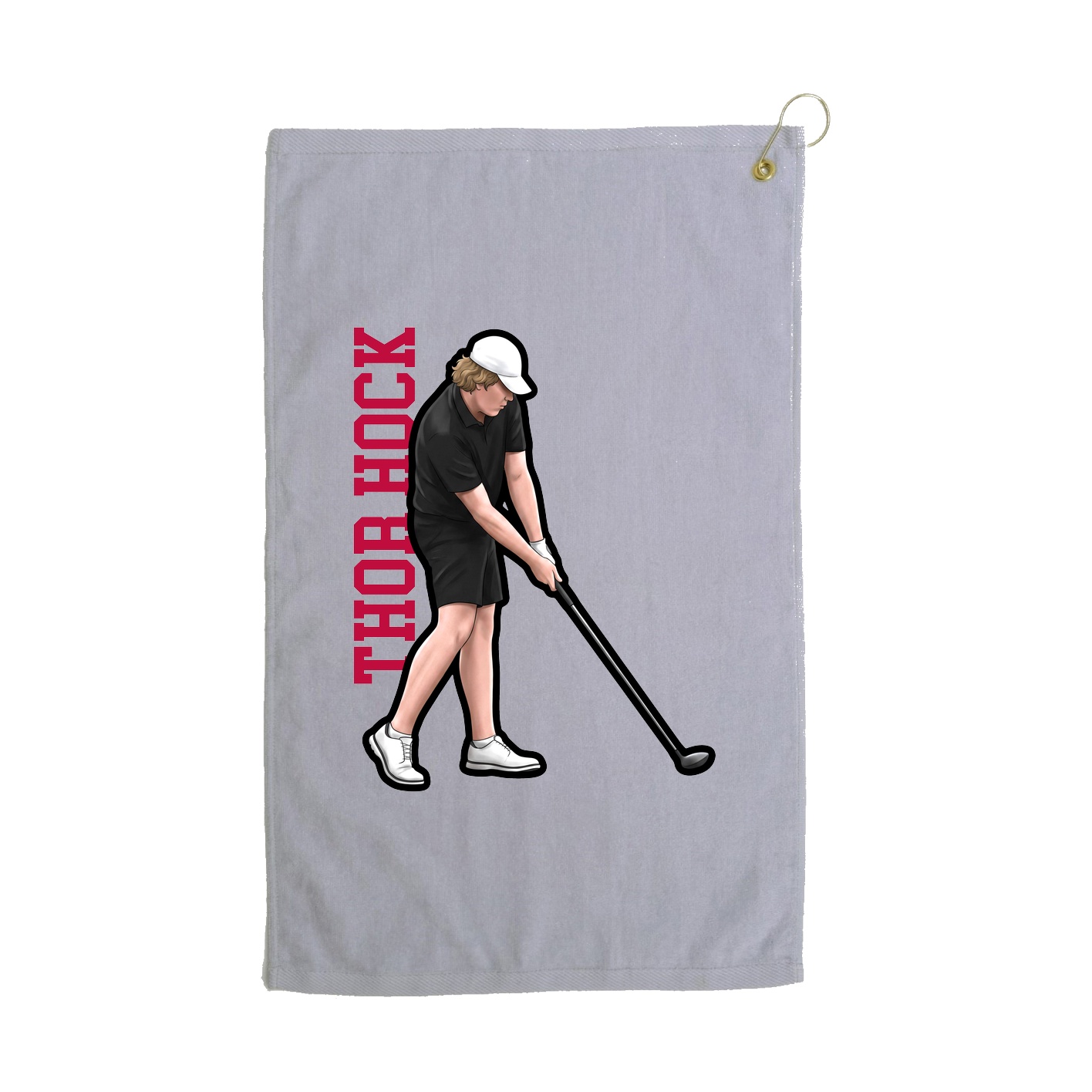 Golf Towel — Name Vertical in Grey