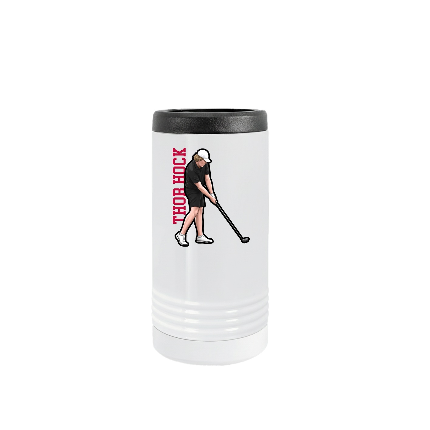 Slim Beverage Holder — Name Vertical in White