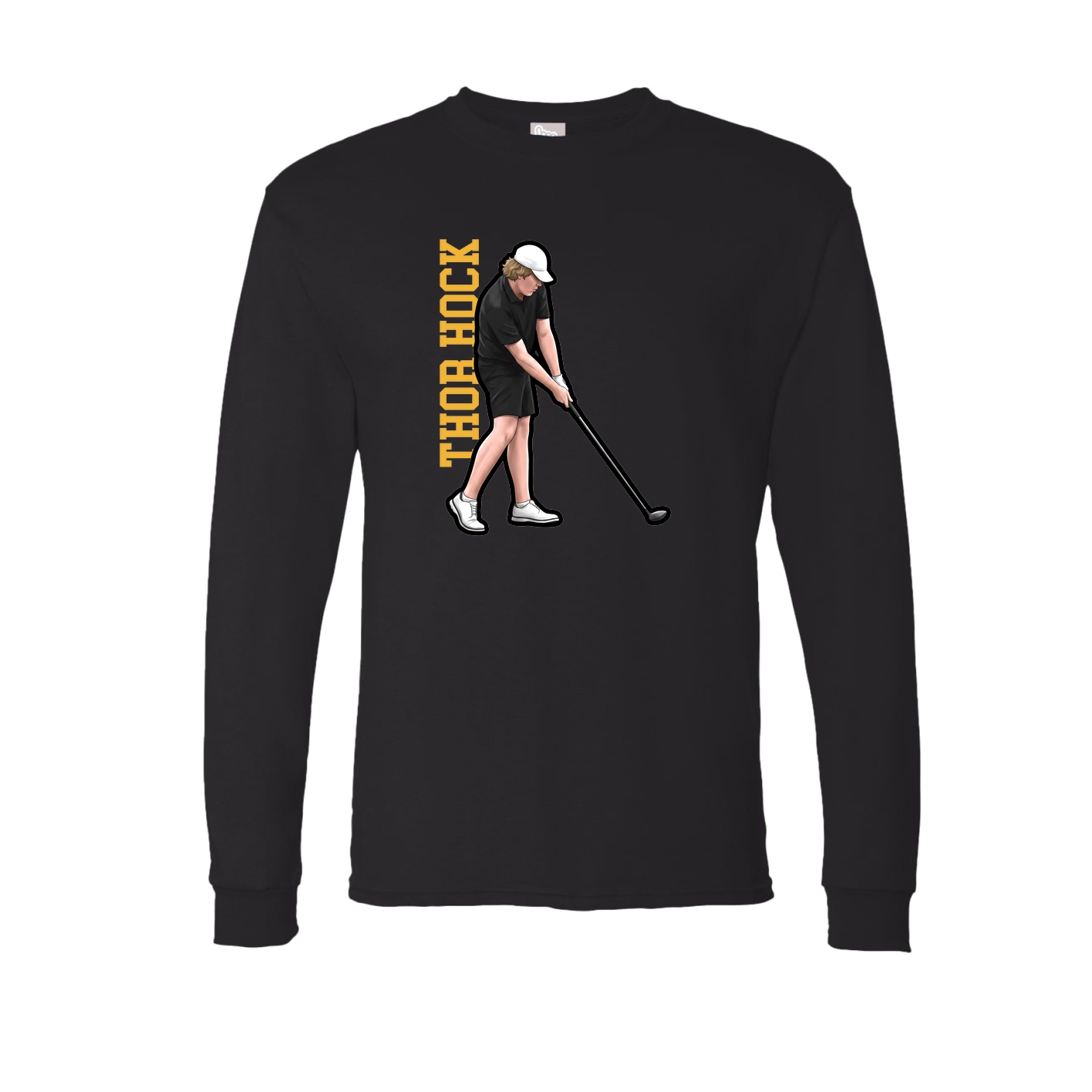 Long Sleeve Tee — Name Vertical in Black