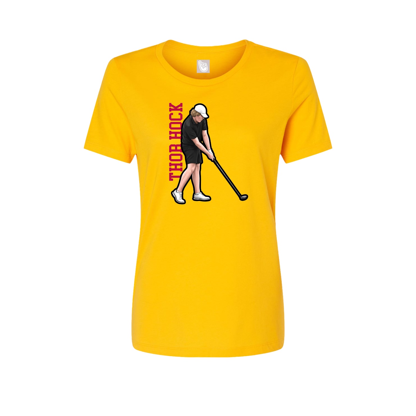 Fitted Women's Tee — Name Vertical in Gold
