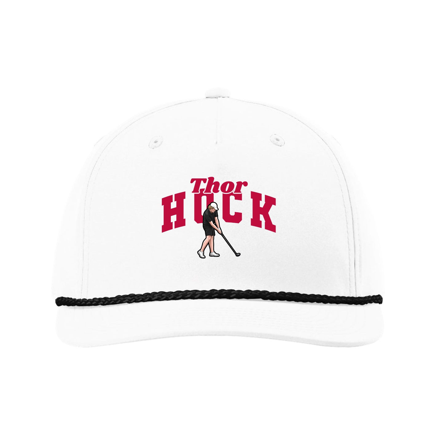 Five-Panel Classic Rope Cap — Signature Arch in White