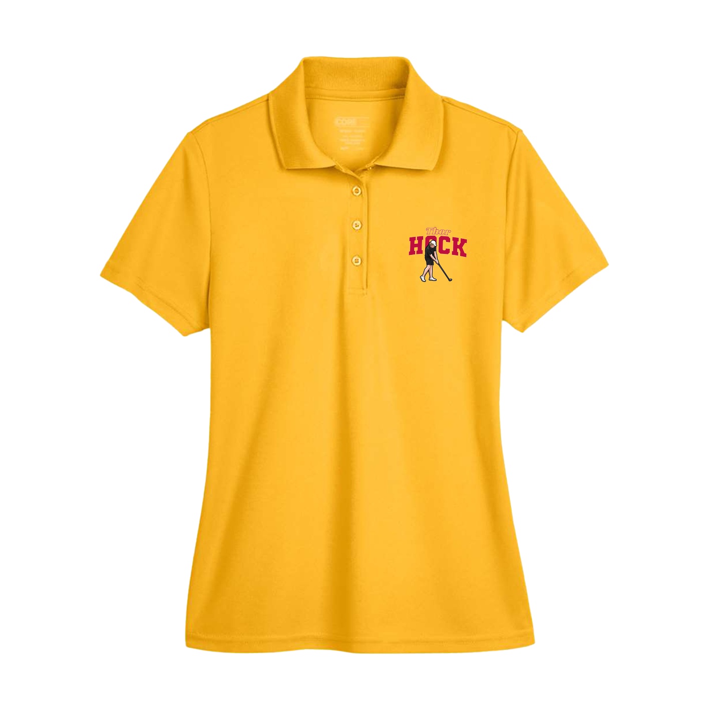 Womens Performance Polo — Name Arch in Gold