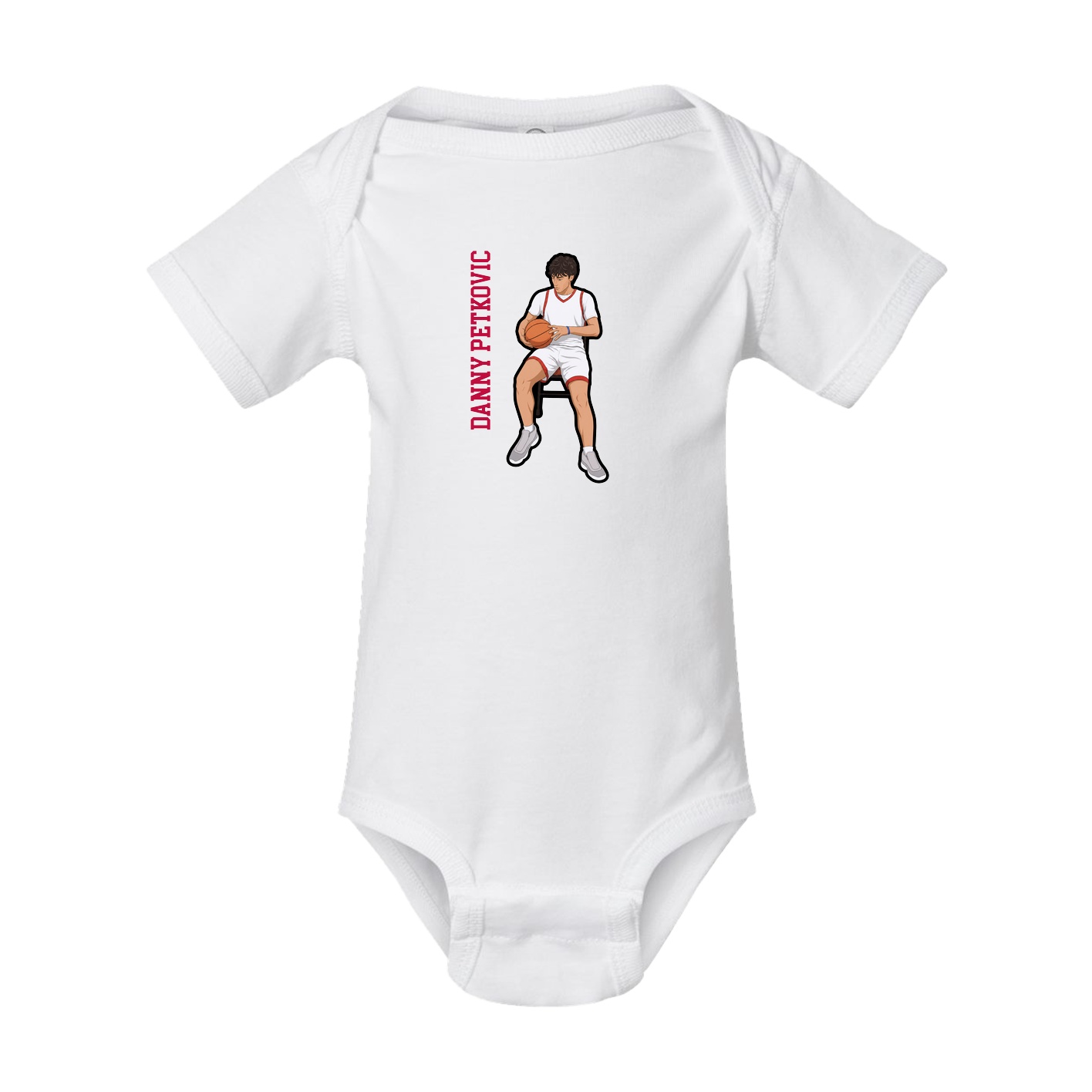 Baby Onesie — Name Vertical in White
