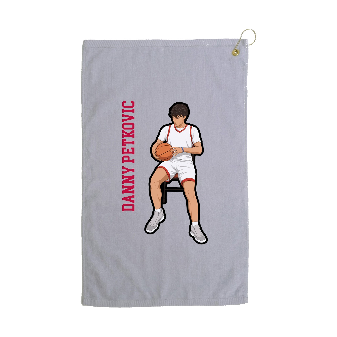 Golf Towel — Name Vertical in Grey