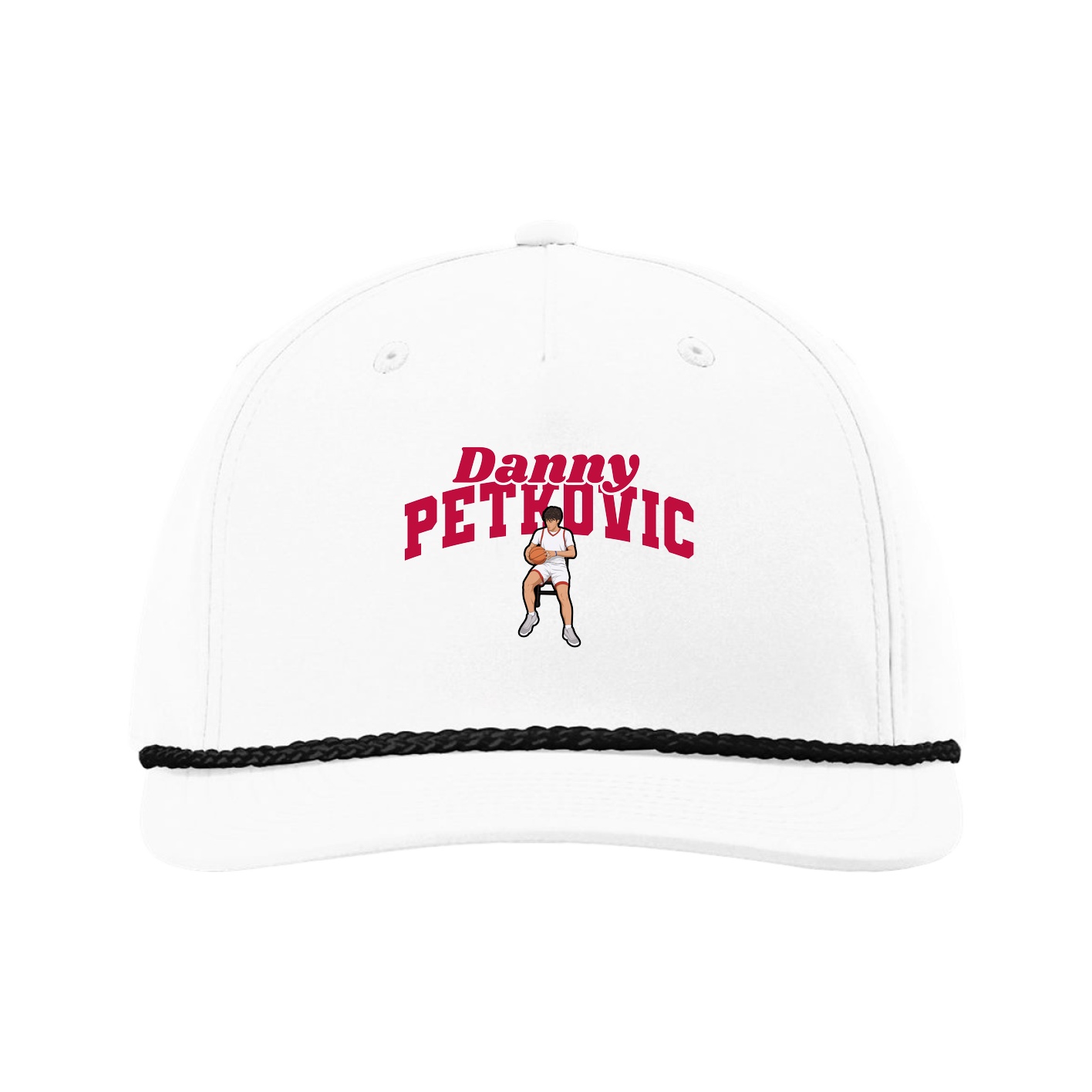 Five-Panel Classic Rope Cap — Signature Arch in White