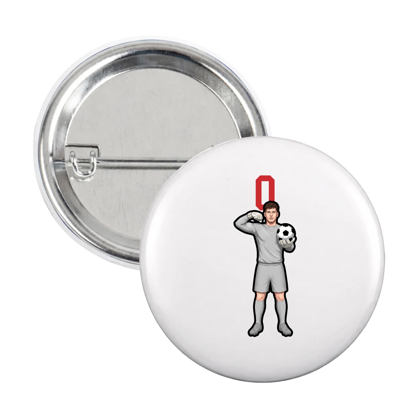 Game Day Button — Number Top in White