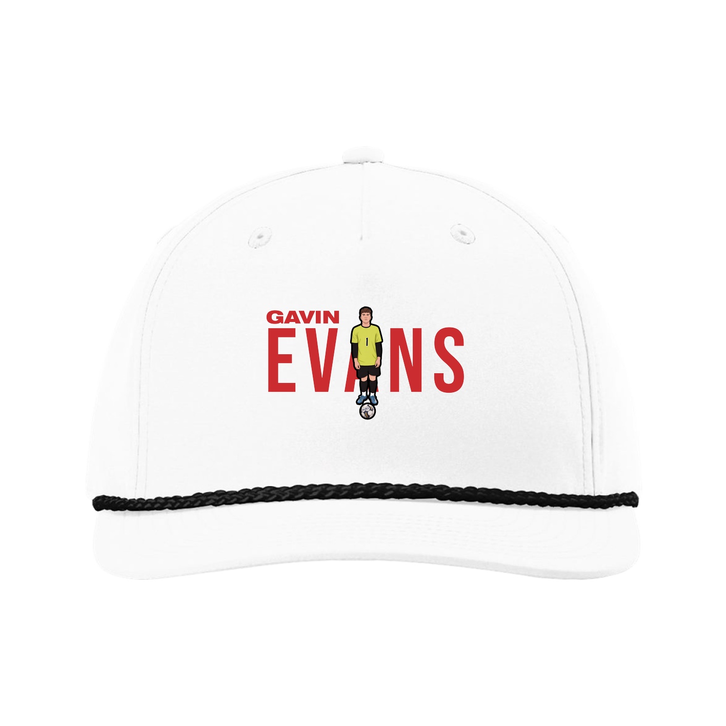 Five-Panel Classic Rope Cap — Player Name in White